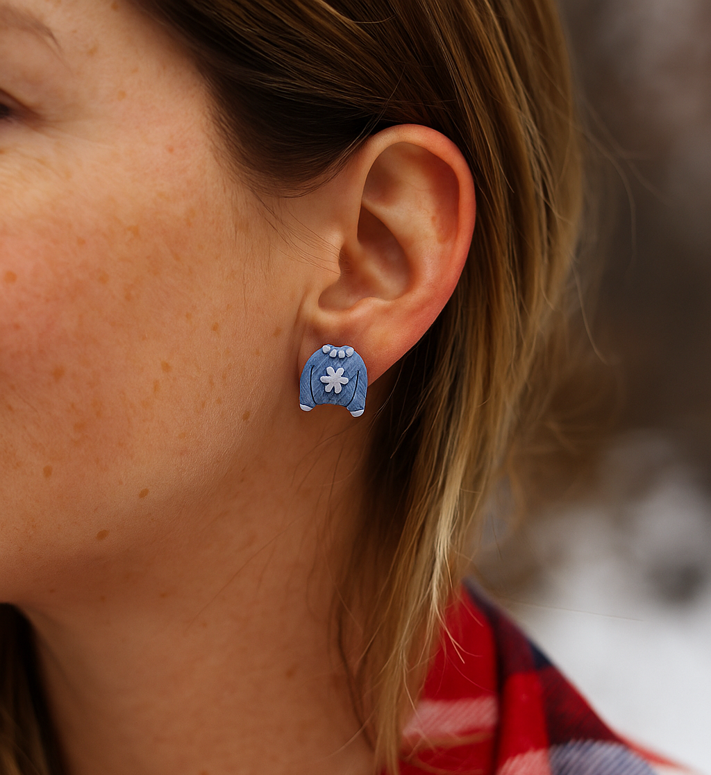 Winter Sweater Stud Earrings