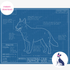 Downloadable Australian cattle dog breed blueprint artwork