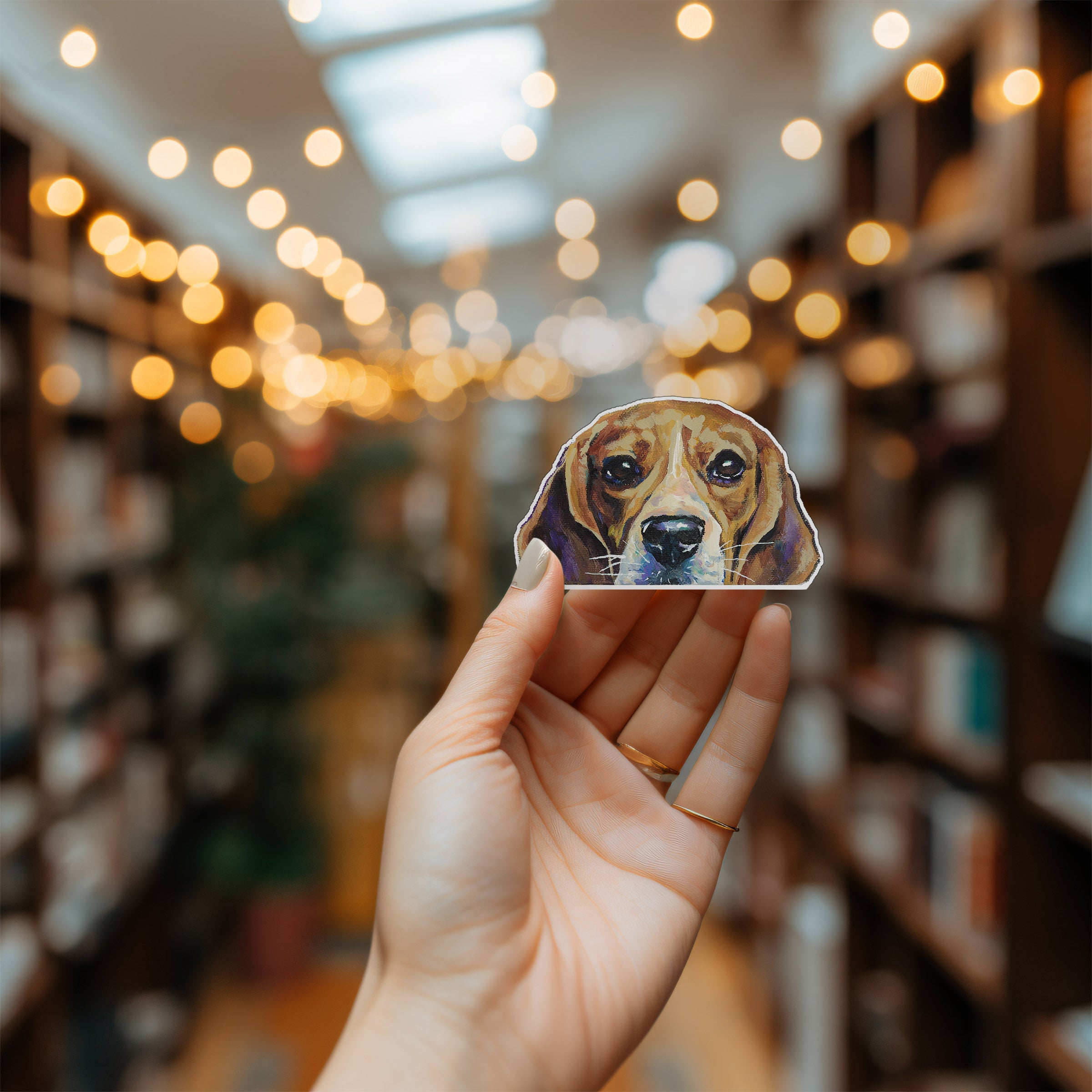 Peeking beagle sticker