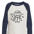 Long-sleeve shirt with a cat in a space suit graphic on a white background