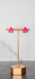 Pink with gold trunk Christmas tree winter holiday stud earrings