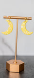 Yellow crescent moon drop earrings