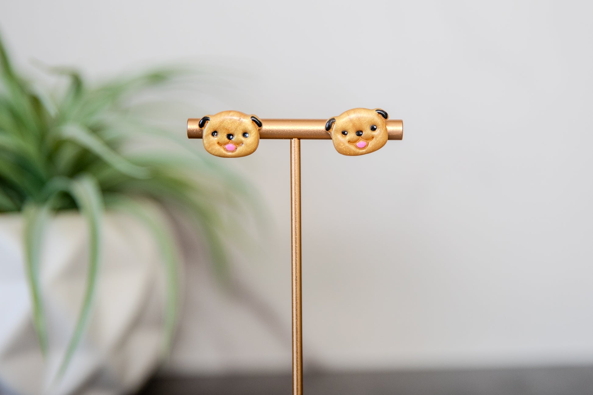Dog face stud earrings