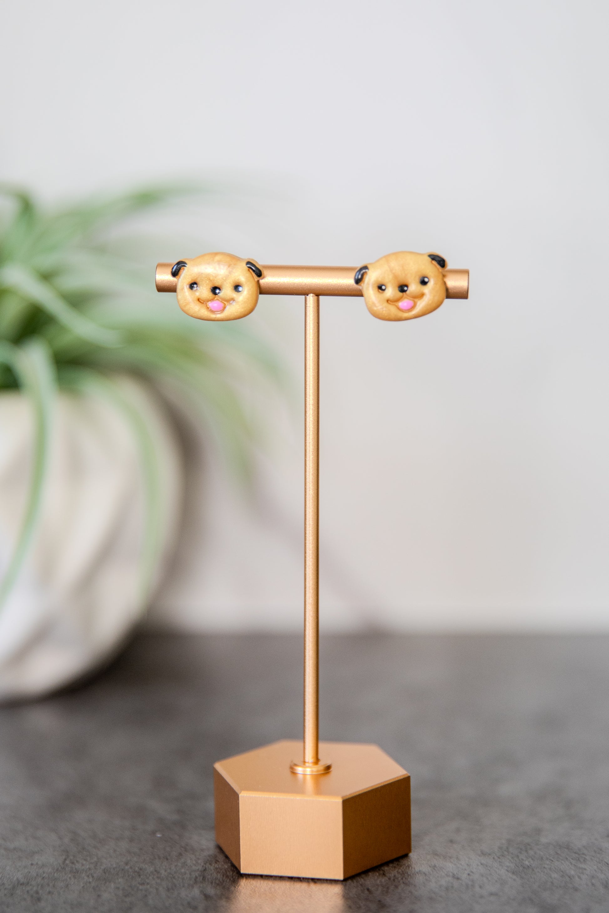 Dog face stud earrings