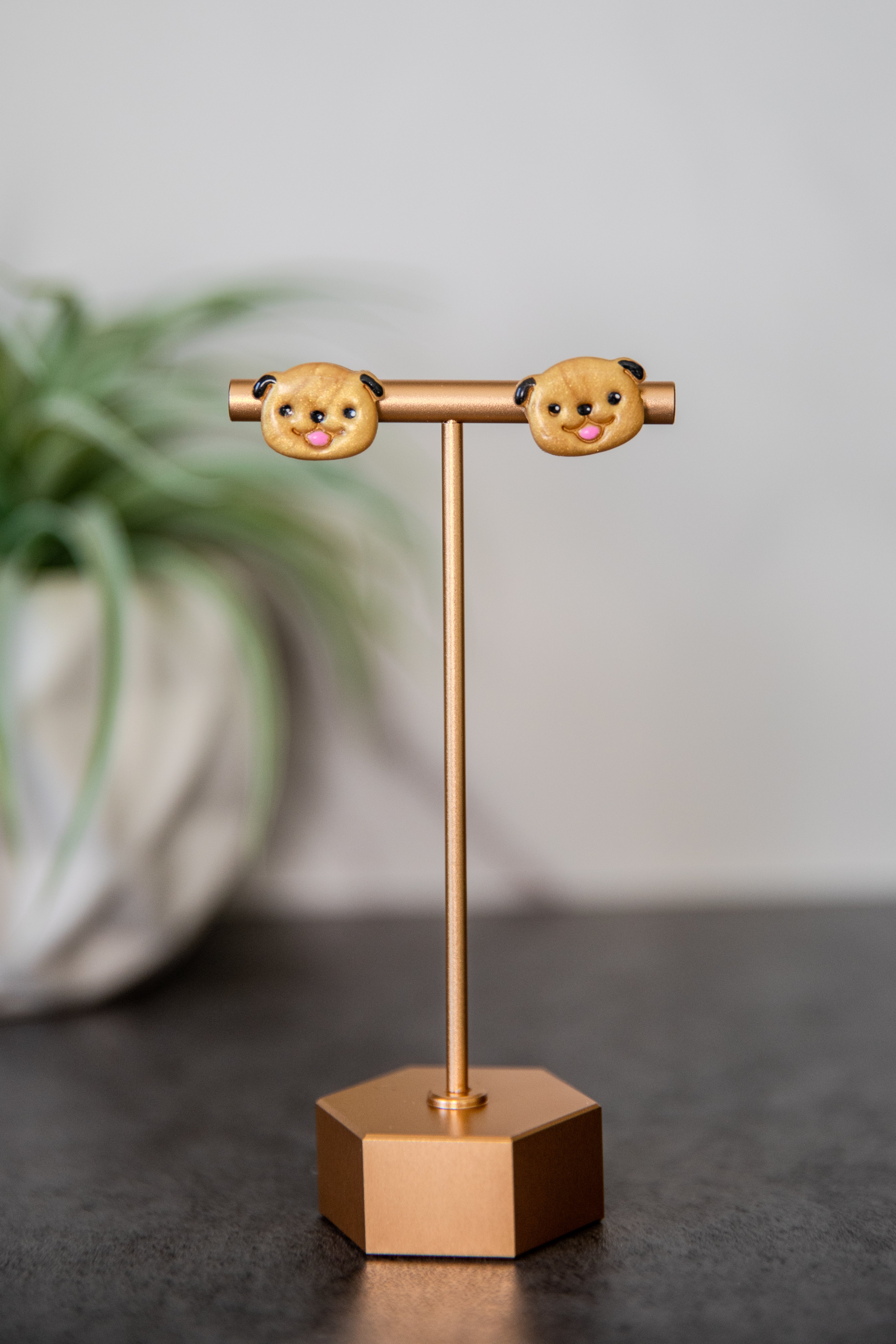 Dog face stud earrings