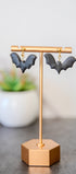 Black bat drop earrings
