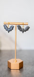 Black bat drop earrings