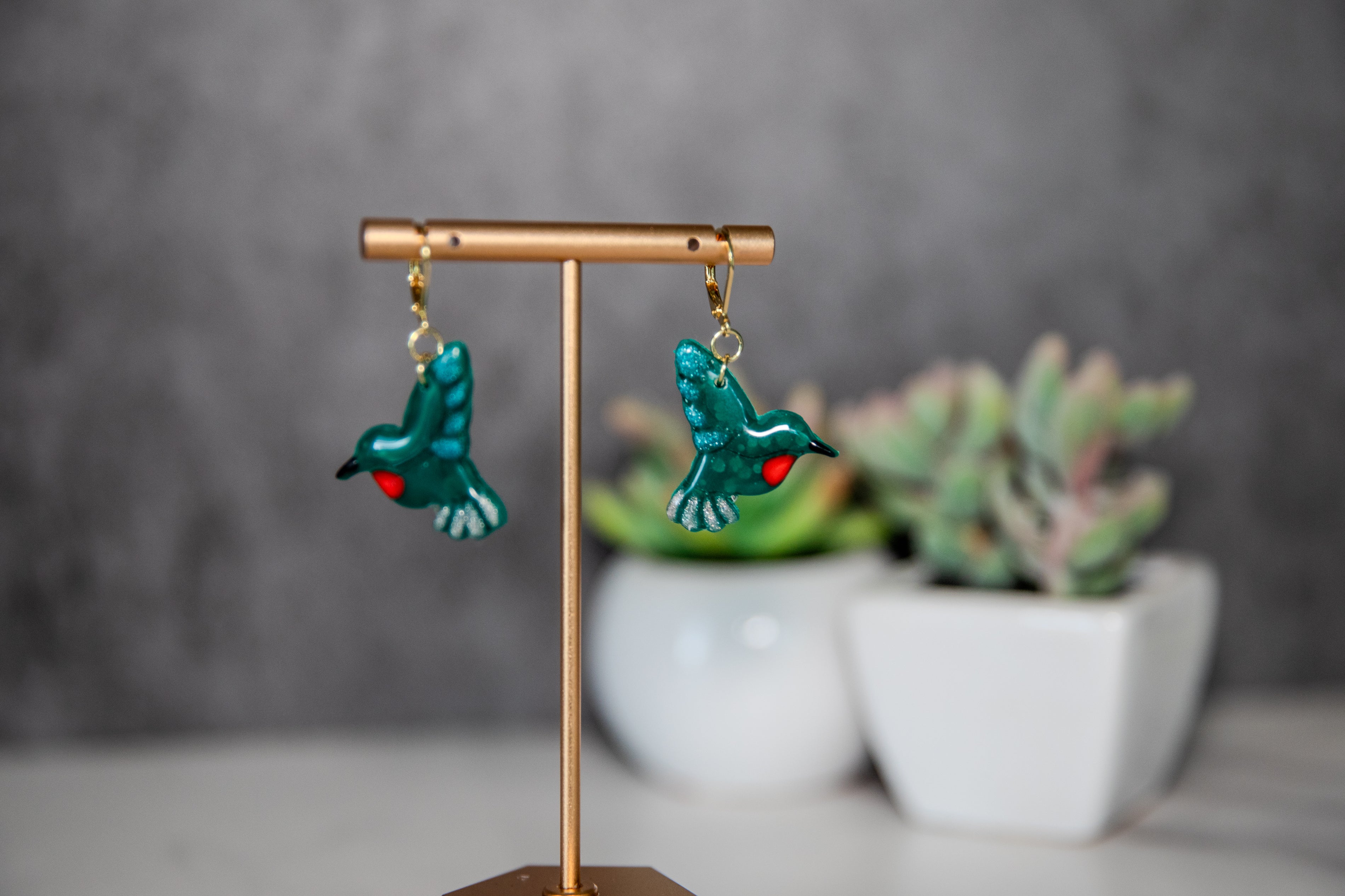 Hummingbird drop earrings