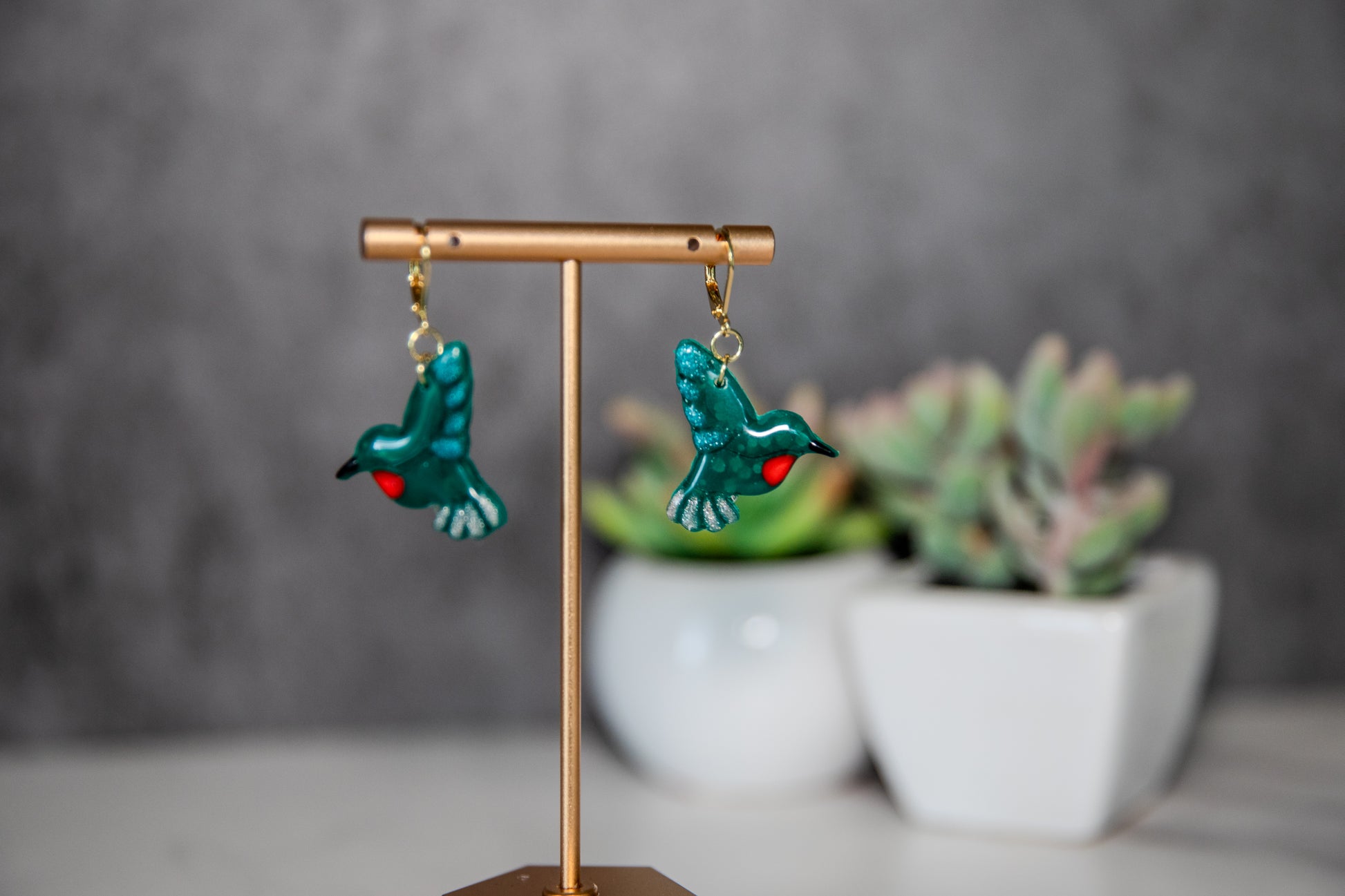 Hummingbird drop earrings