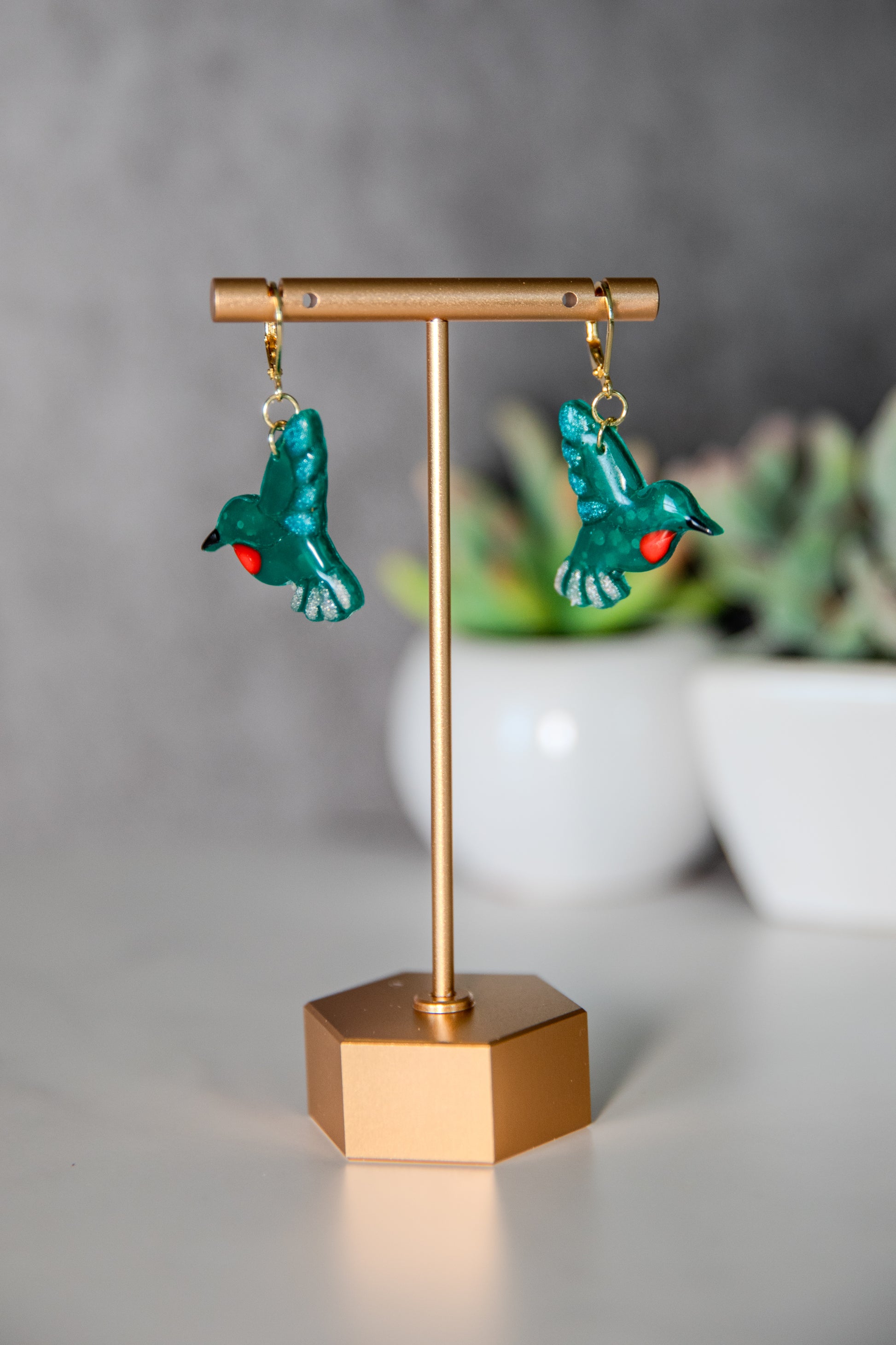 Hummingbird drop earrings