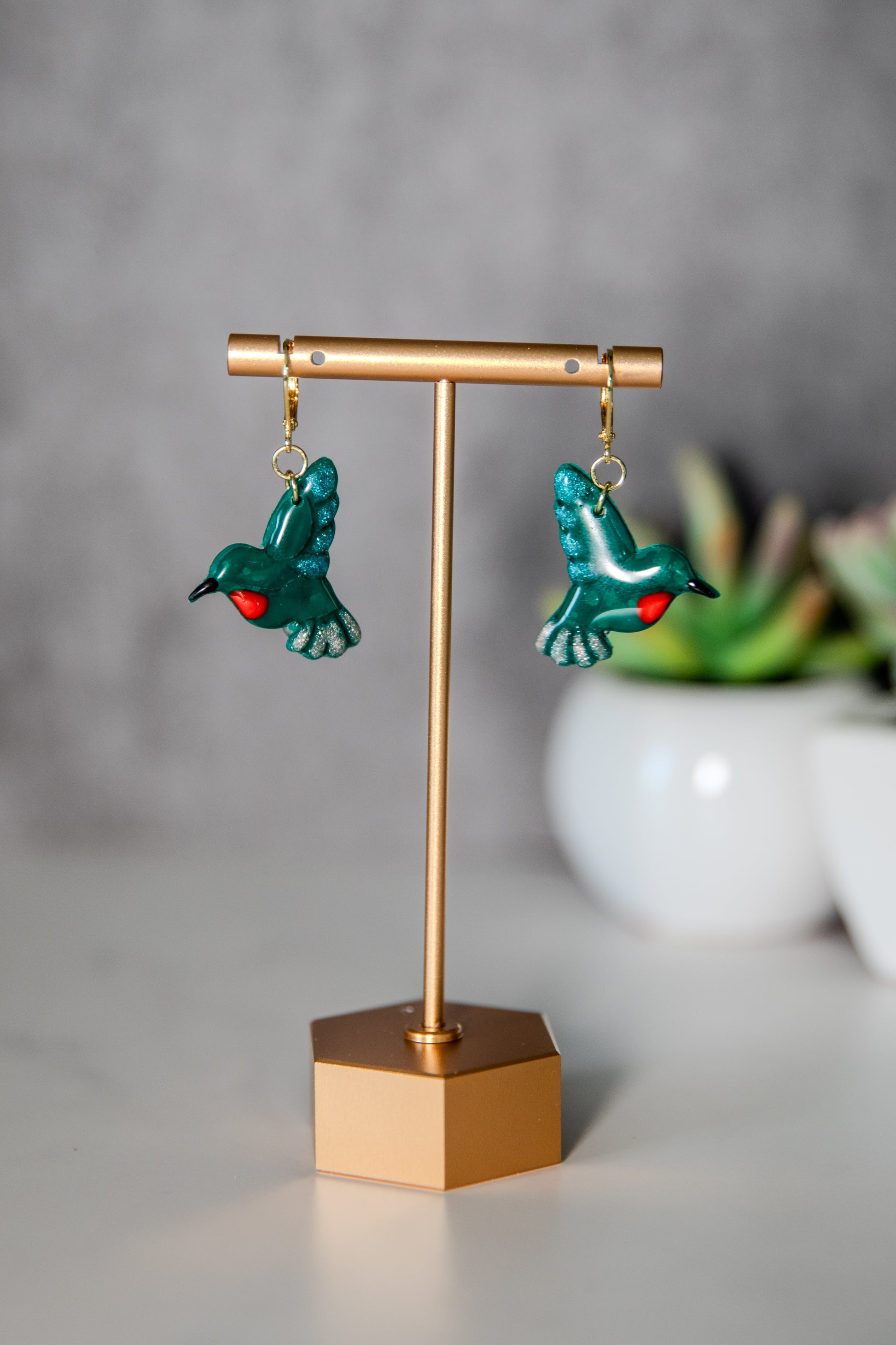 Hummingbird drop earrings