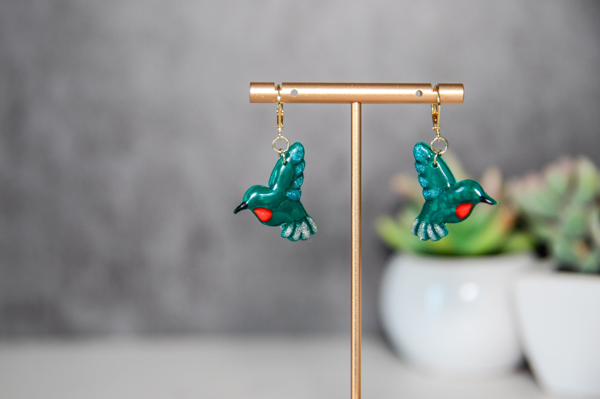 Hummingbird drop earrings