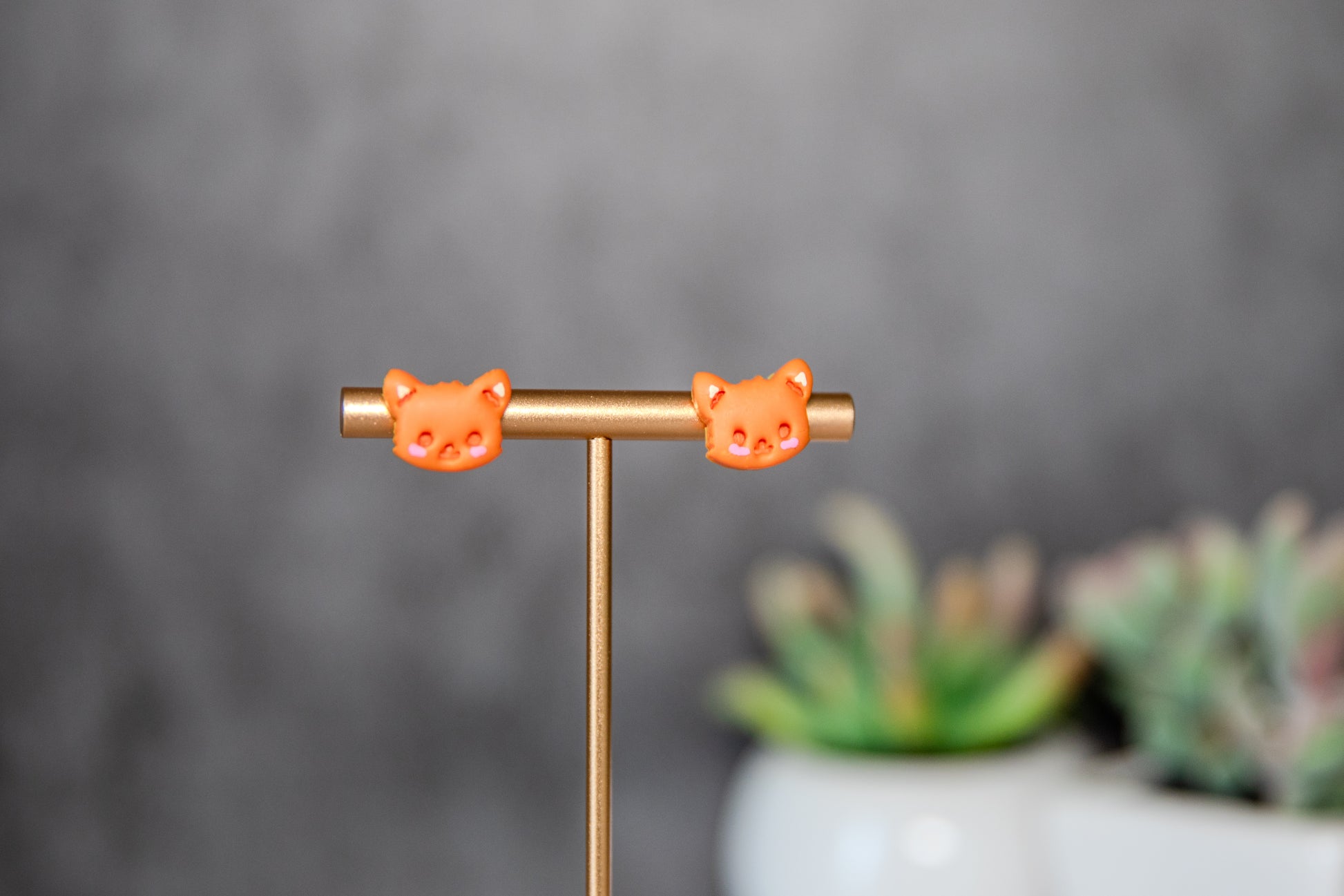 Fox face stud earrings