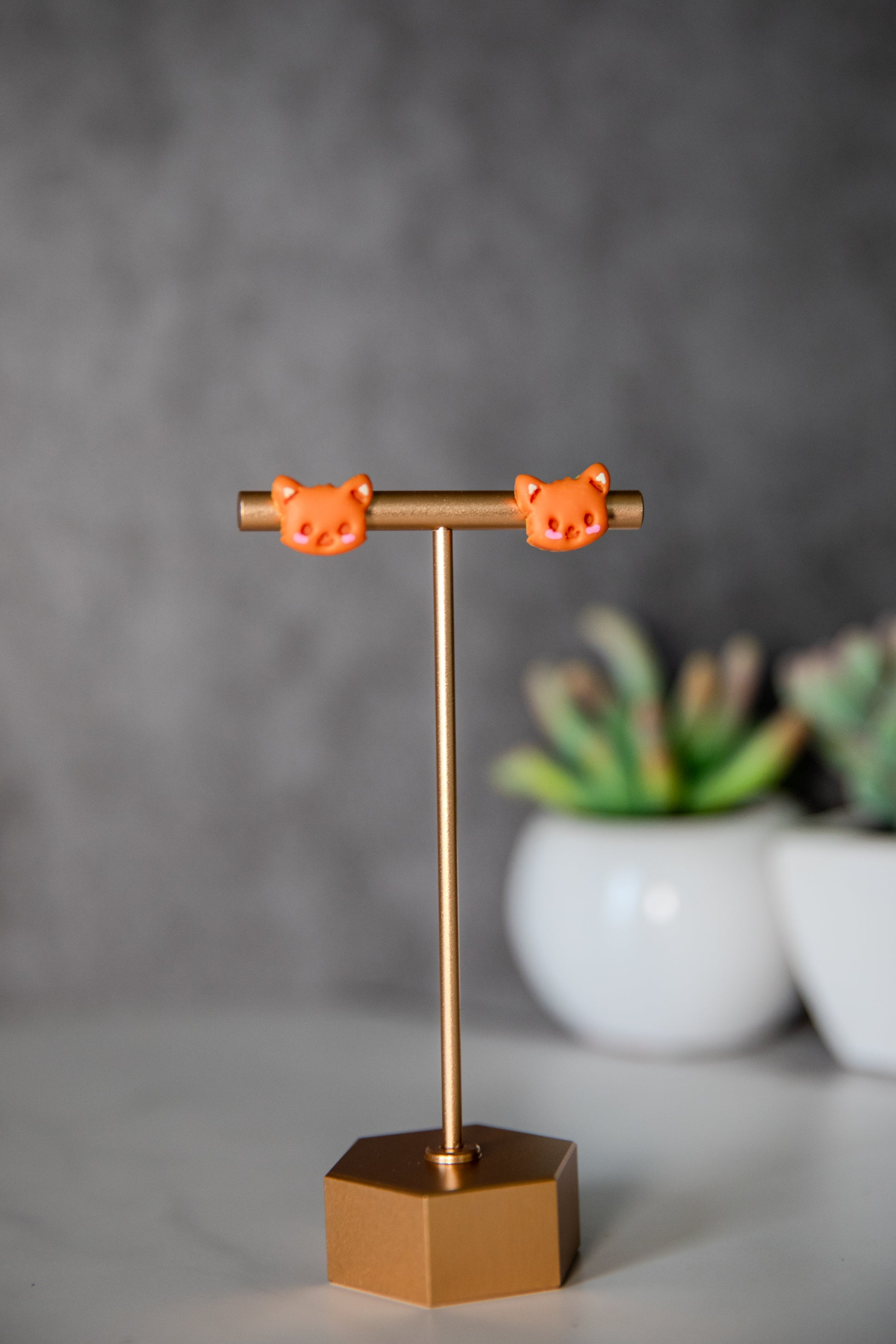 Fox face stud earrings