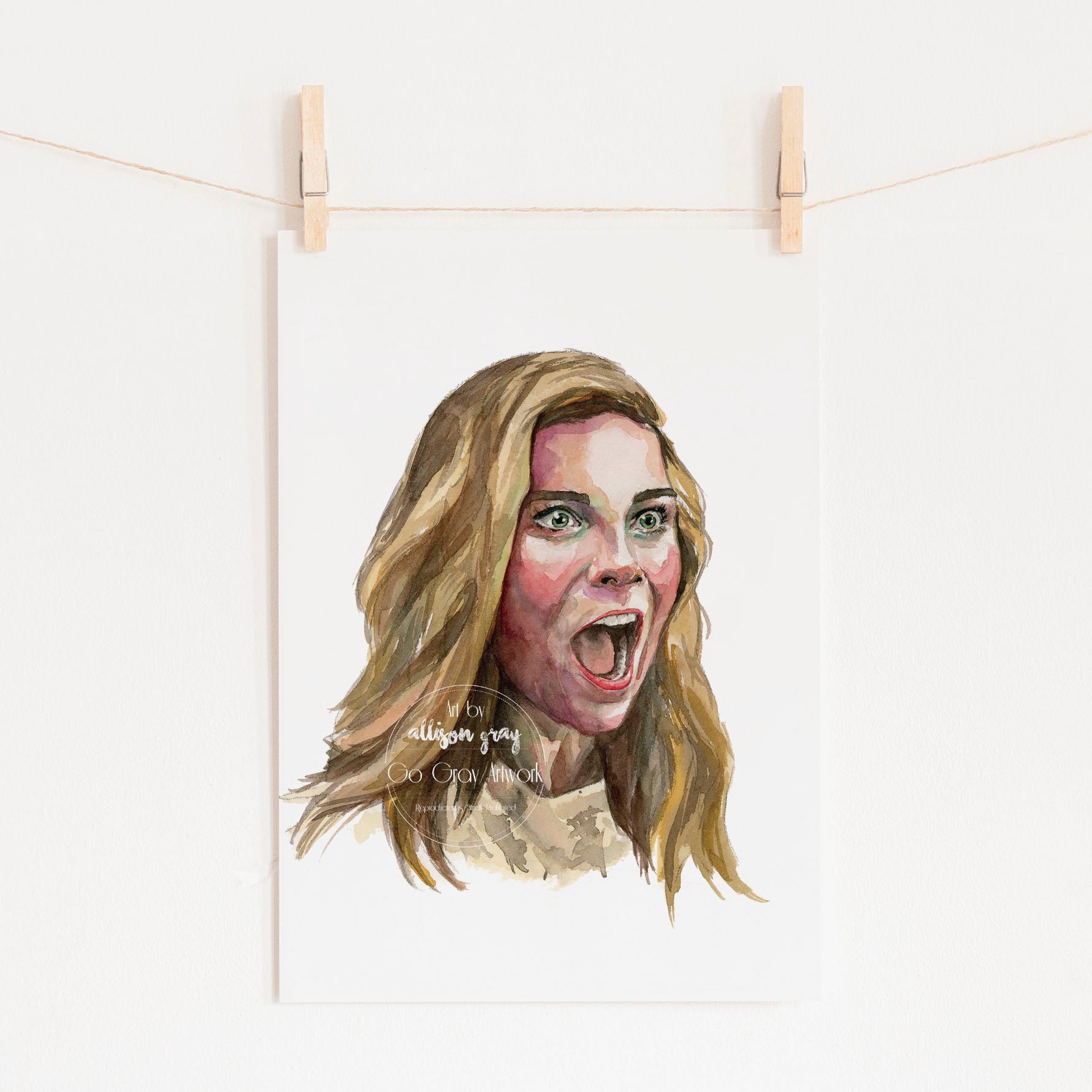 Original watercolor painting of character Alexis Rose