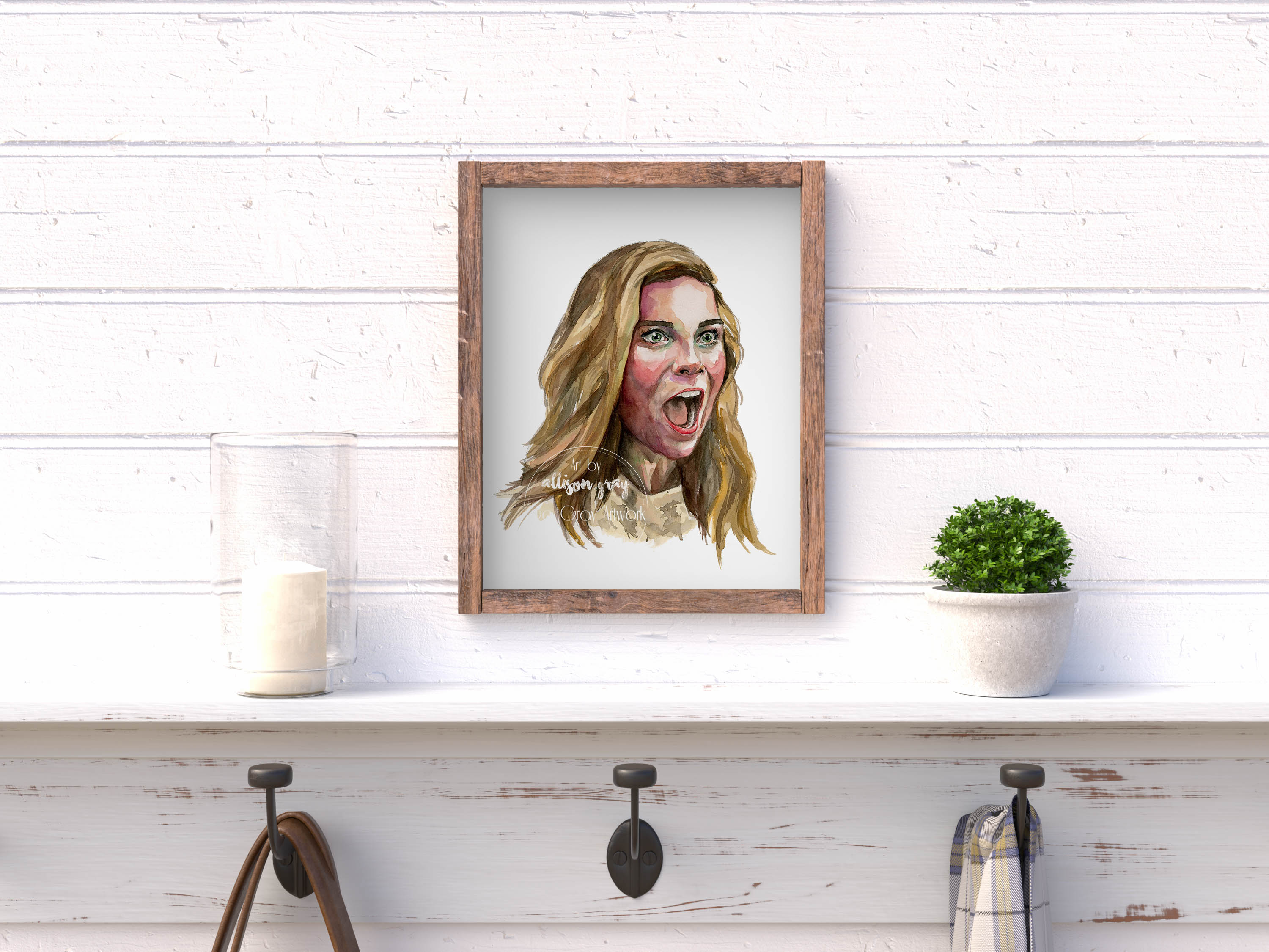 Original watercolor painting of character Alexis Rose