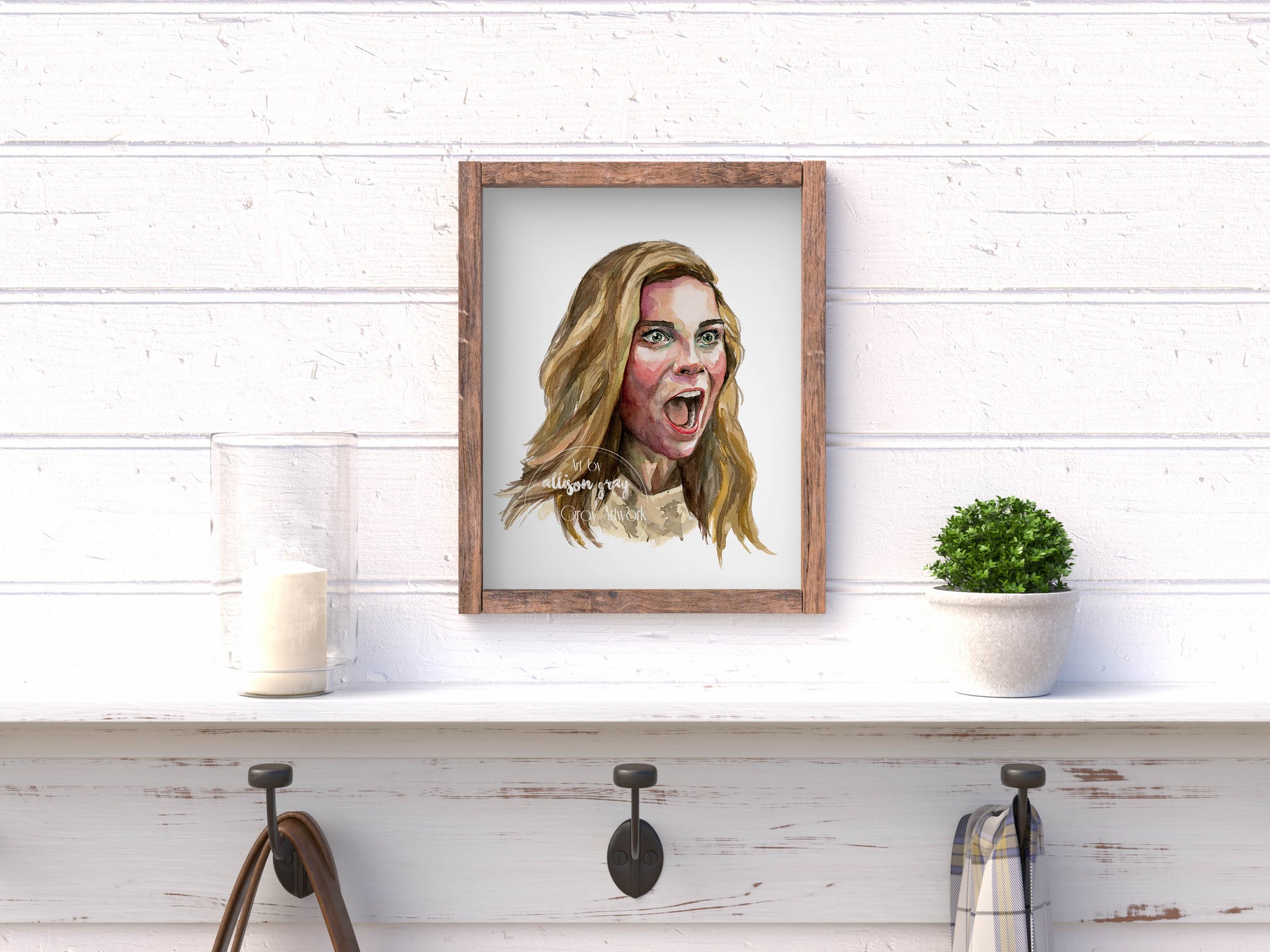 Original watercolor painting of character Alexis Rose