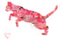 Pink cat silhouette illustration with watercolor effect on a white background