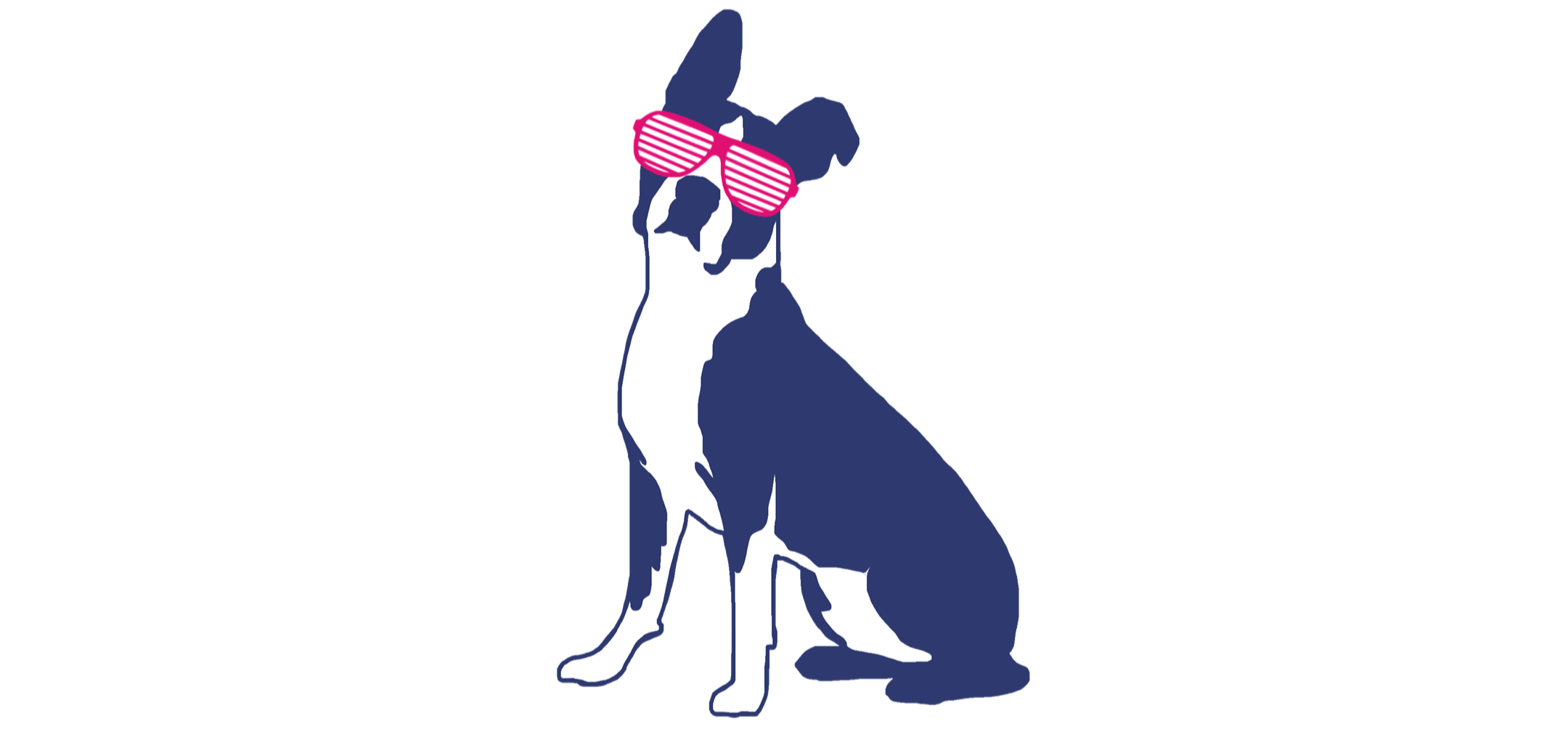 Logo for Go Gray Artwork with a dog silhouette wearing sunglasses