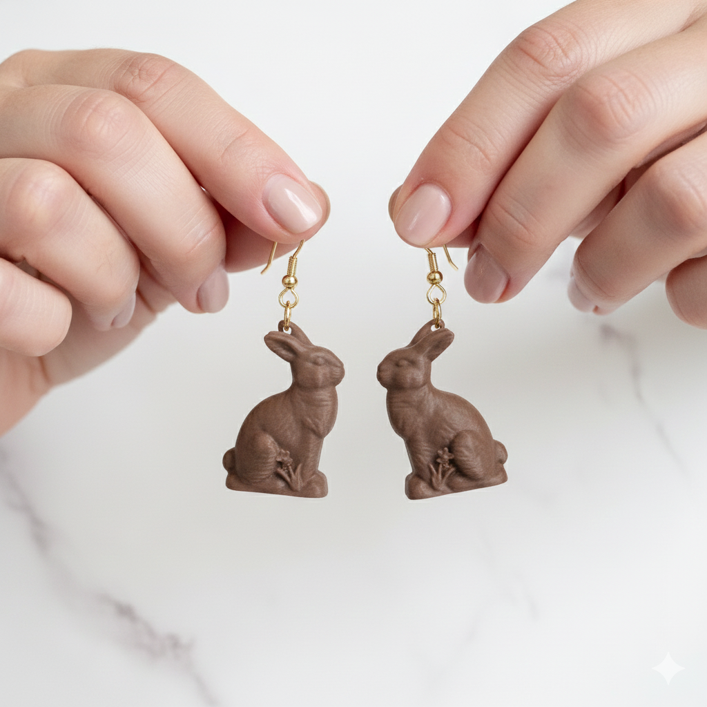 Chocolate Easter Bunny Drop Earrings