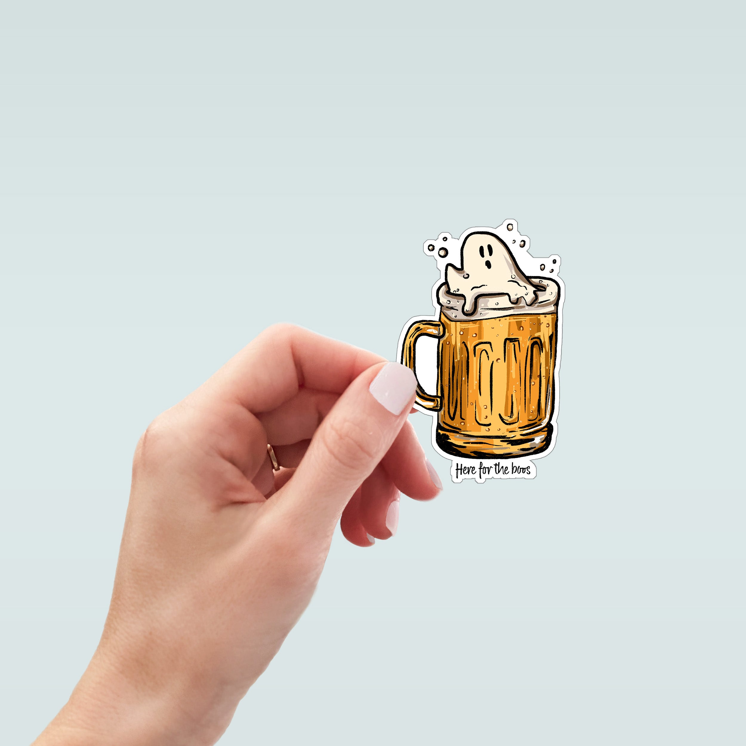 Ghost in a beer mug sticker