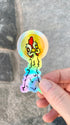 Holographic saint chicken sticker