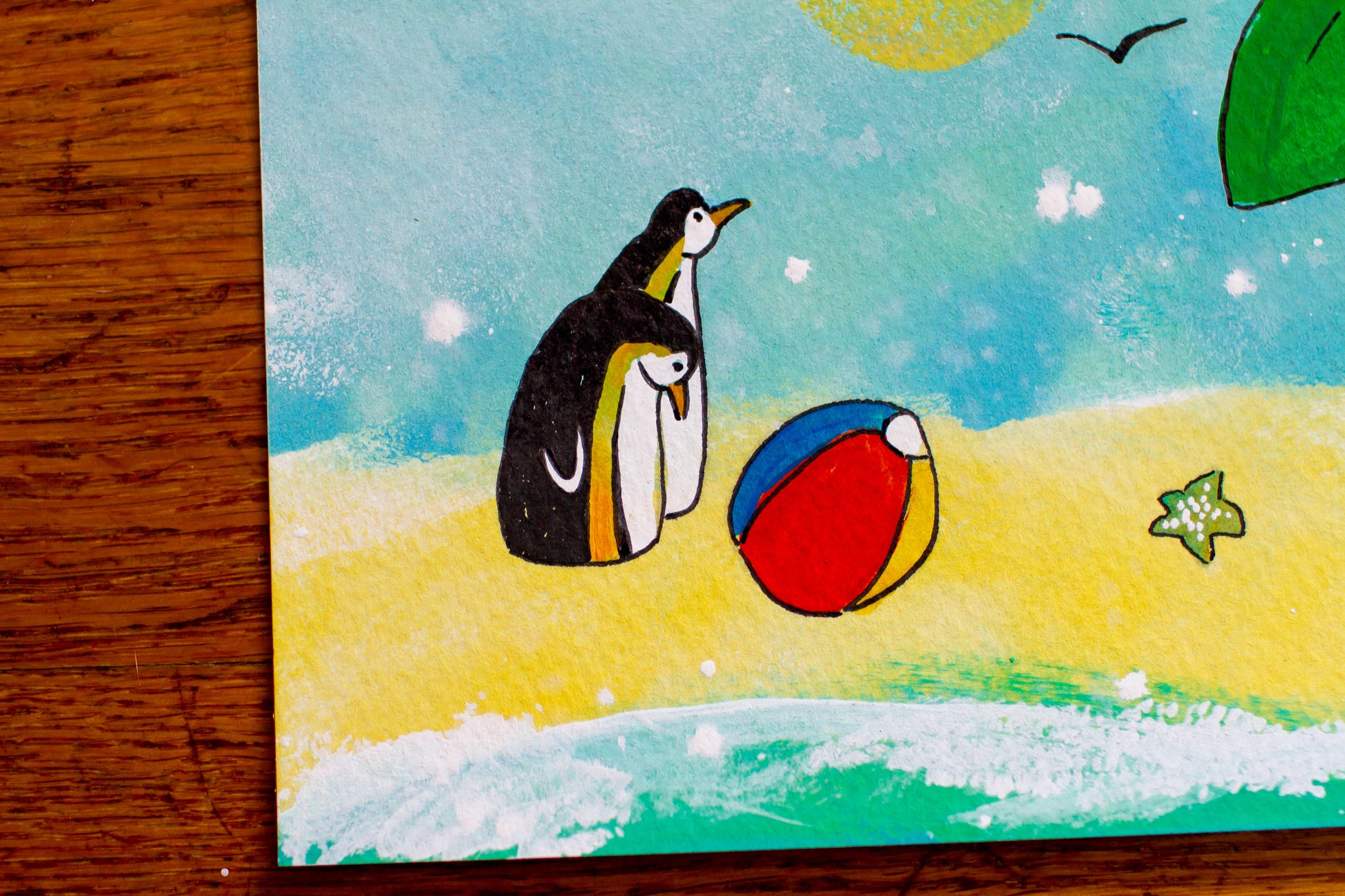 Cartoon Penguins Original Acrylic Painting