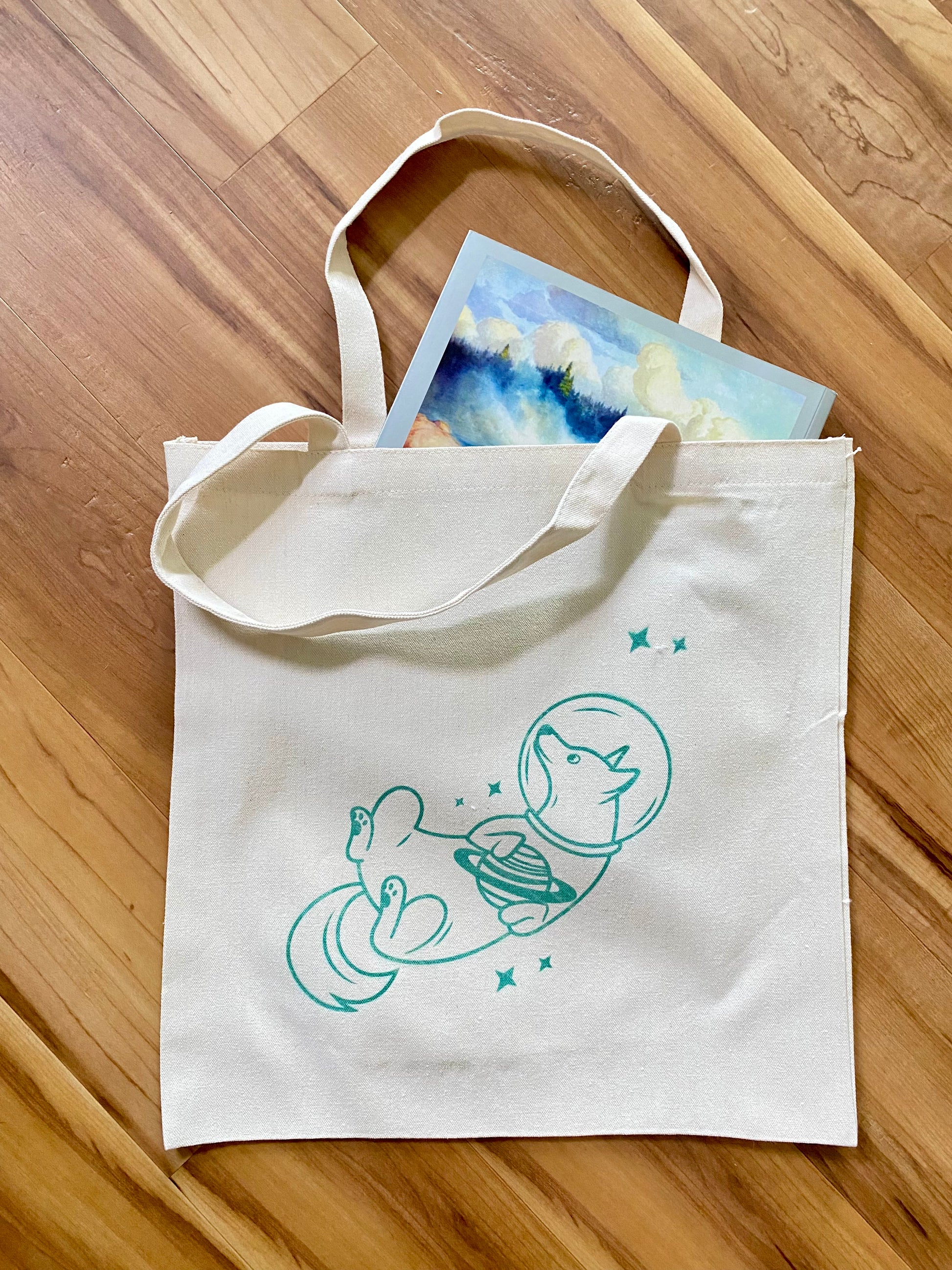 Space dog tote bag