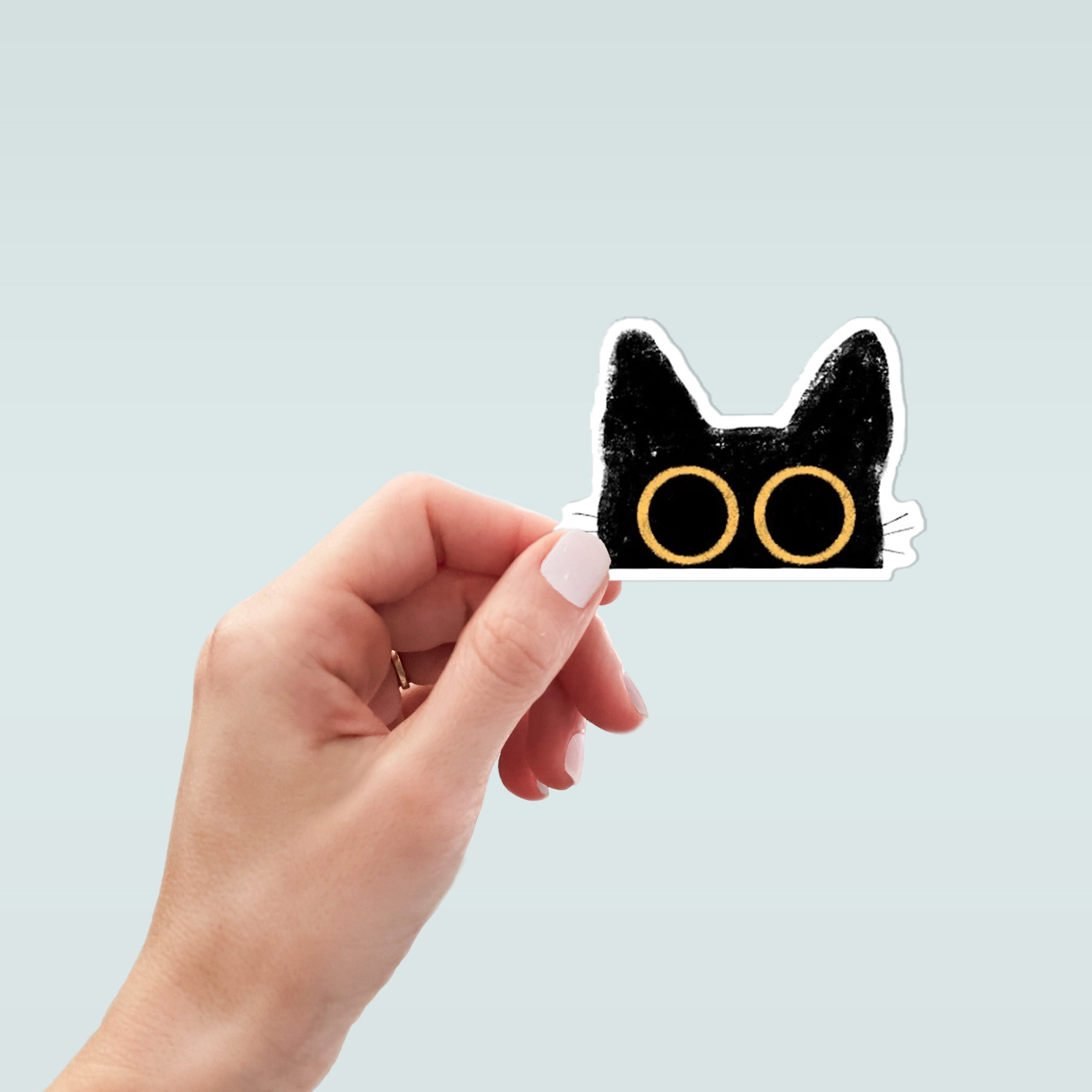 Peeking black cat sticker