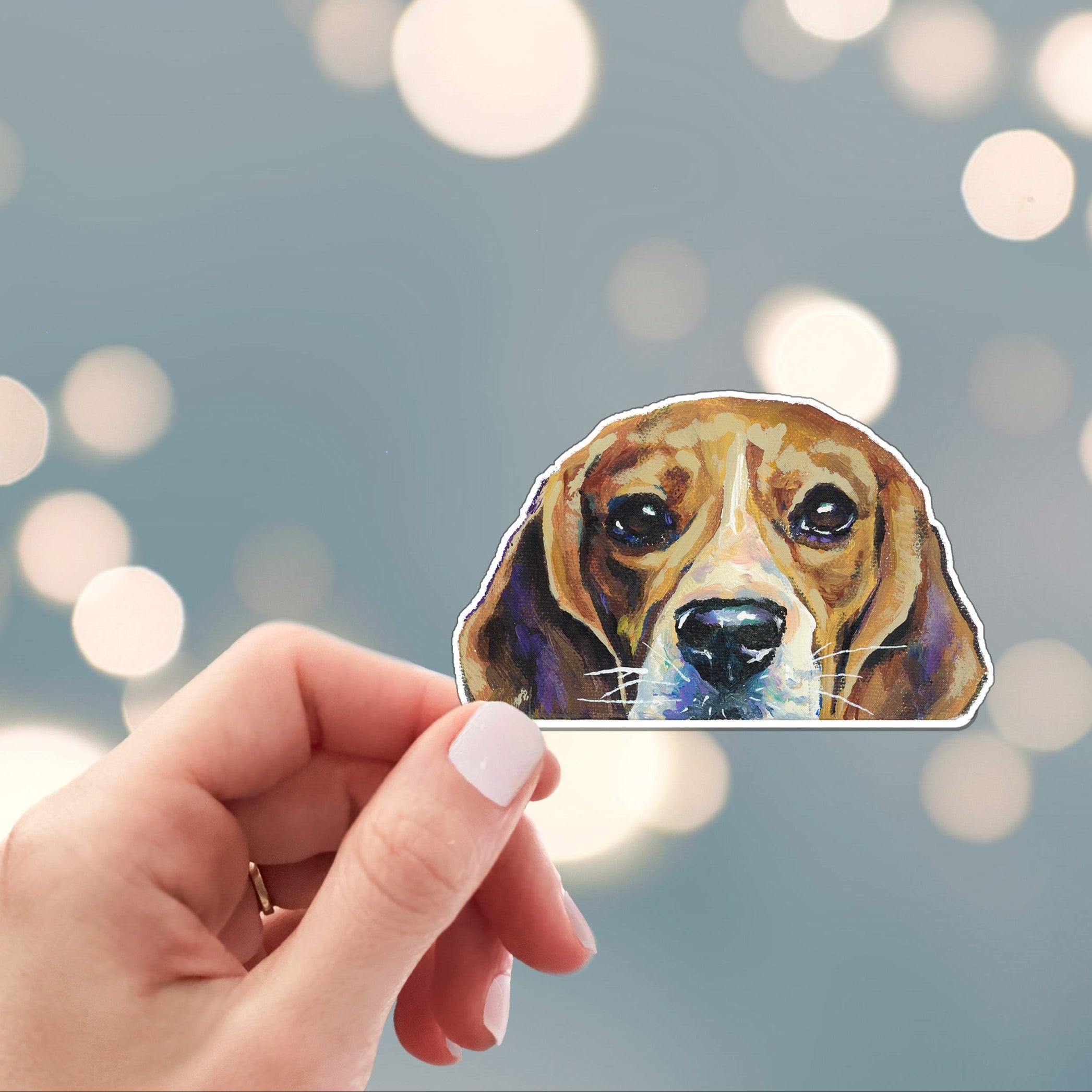 Peeking beagle sticker