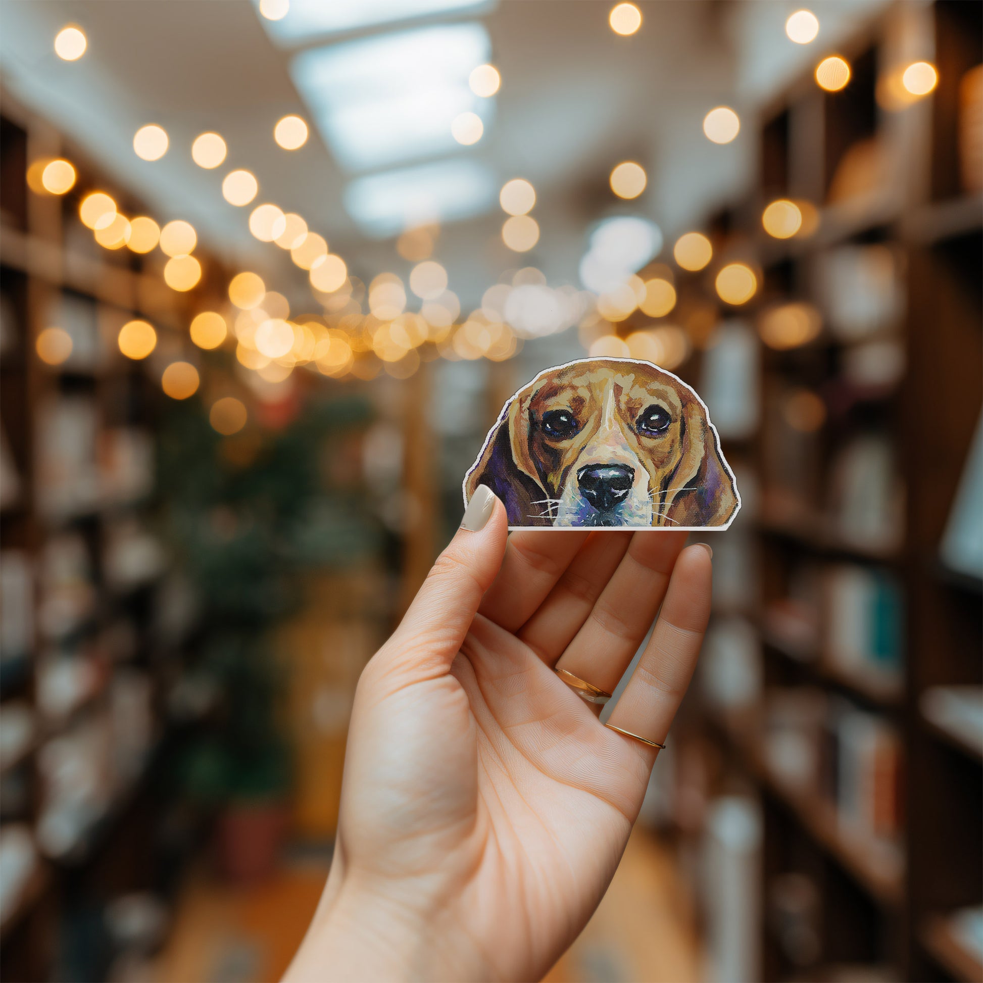 Peeking beagle sticker