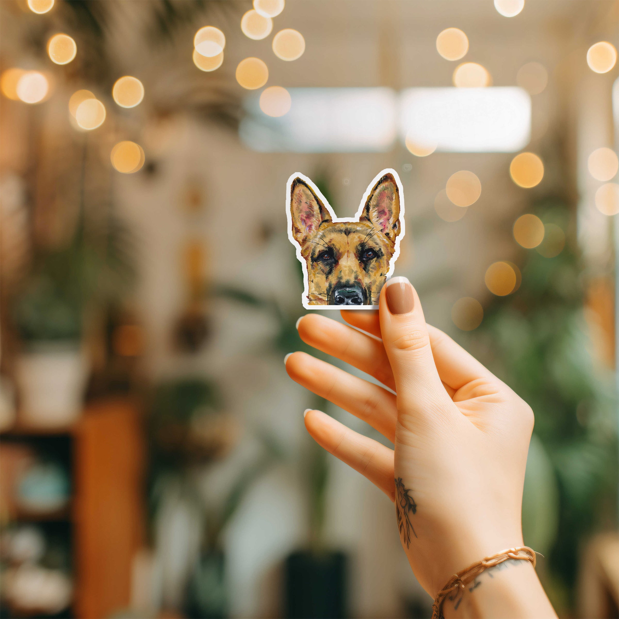 Peeking German shepherd sticker