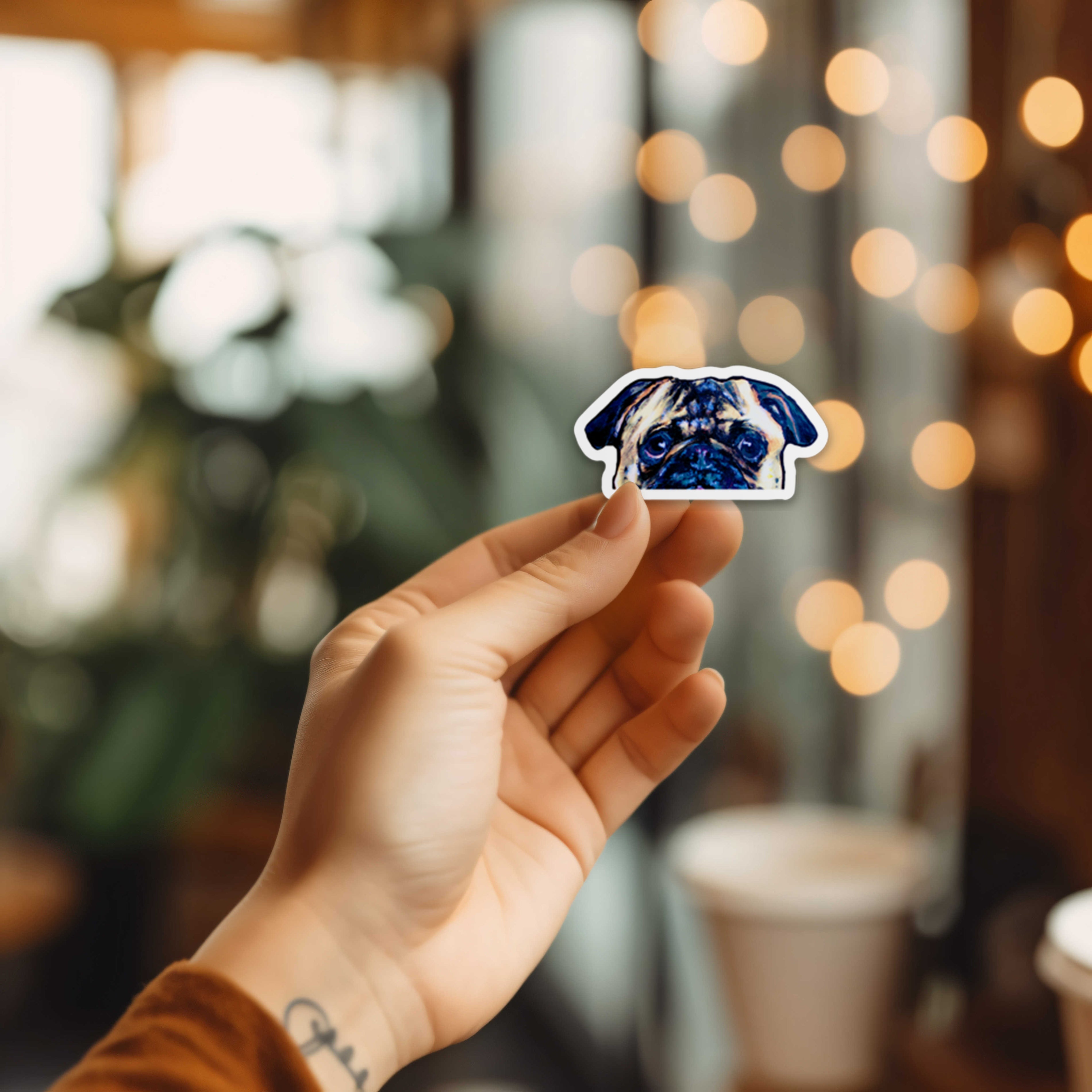 Peeking pug dog sticker