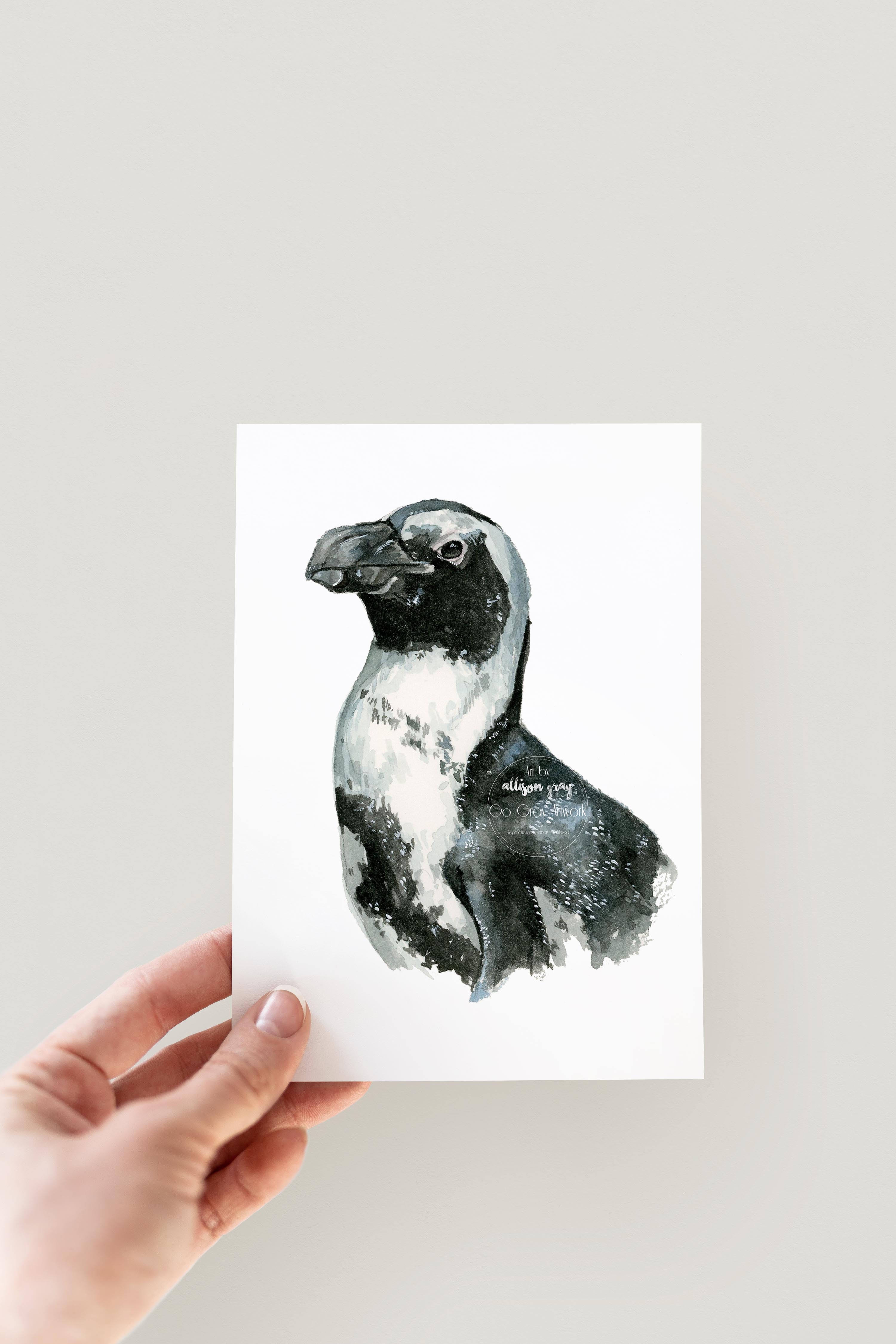Original watercolor penguin