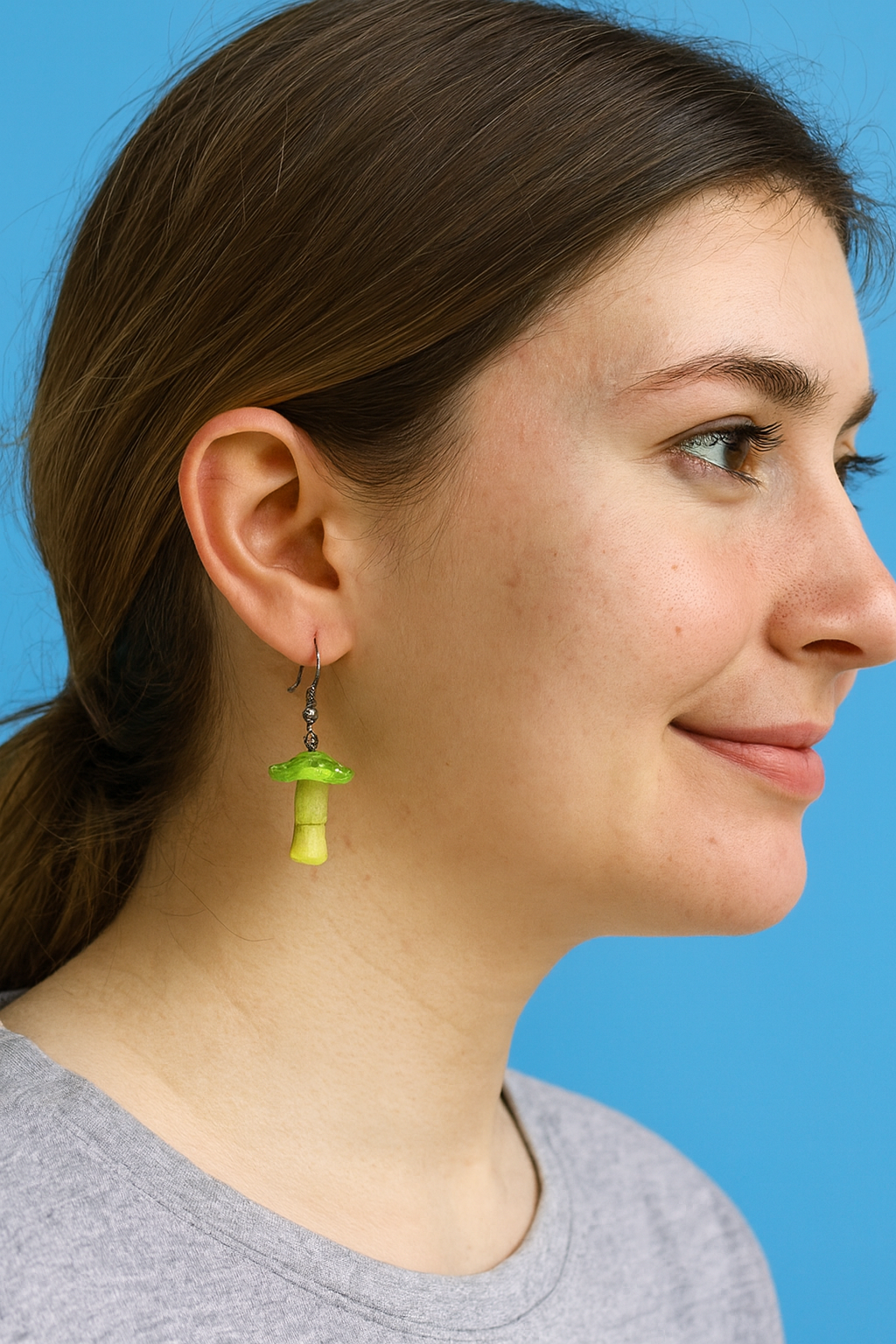 Toadstool Green Glow-in-the-Dark Drop Earrings