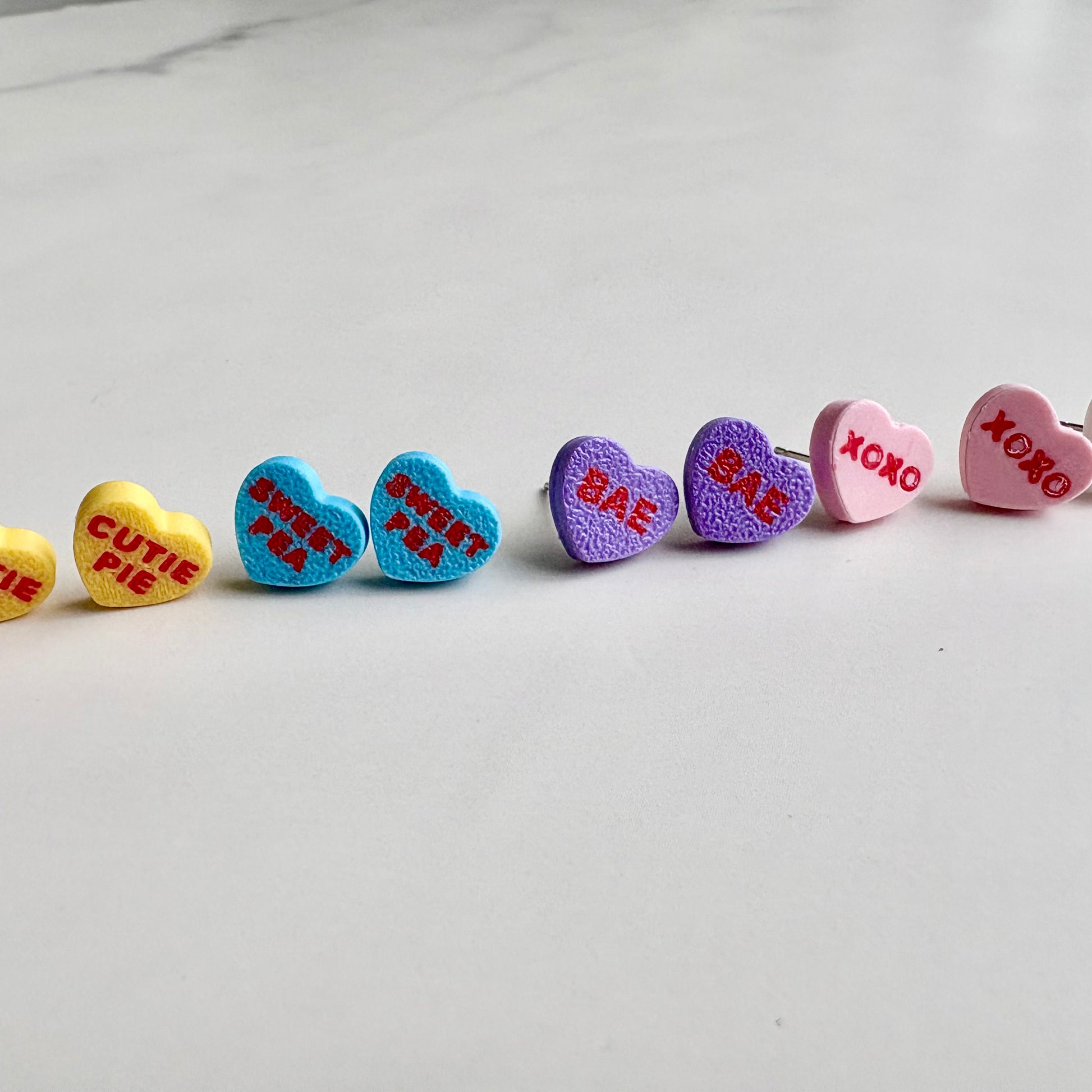 Valentine's Day Stud Earrings: Conversation Heart Candy Jewelry