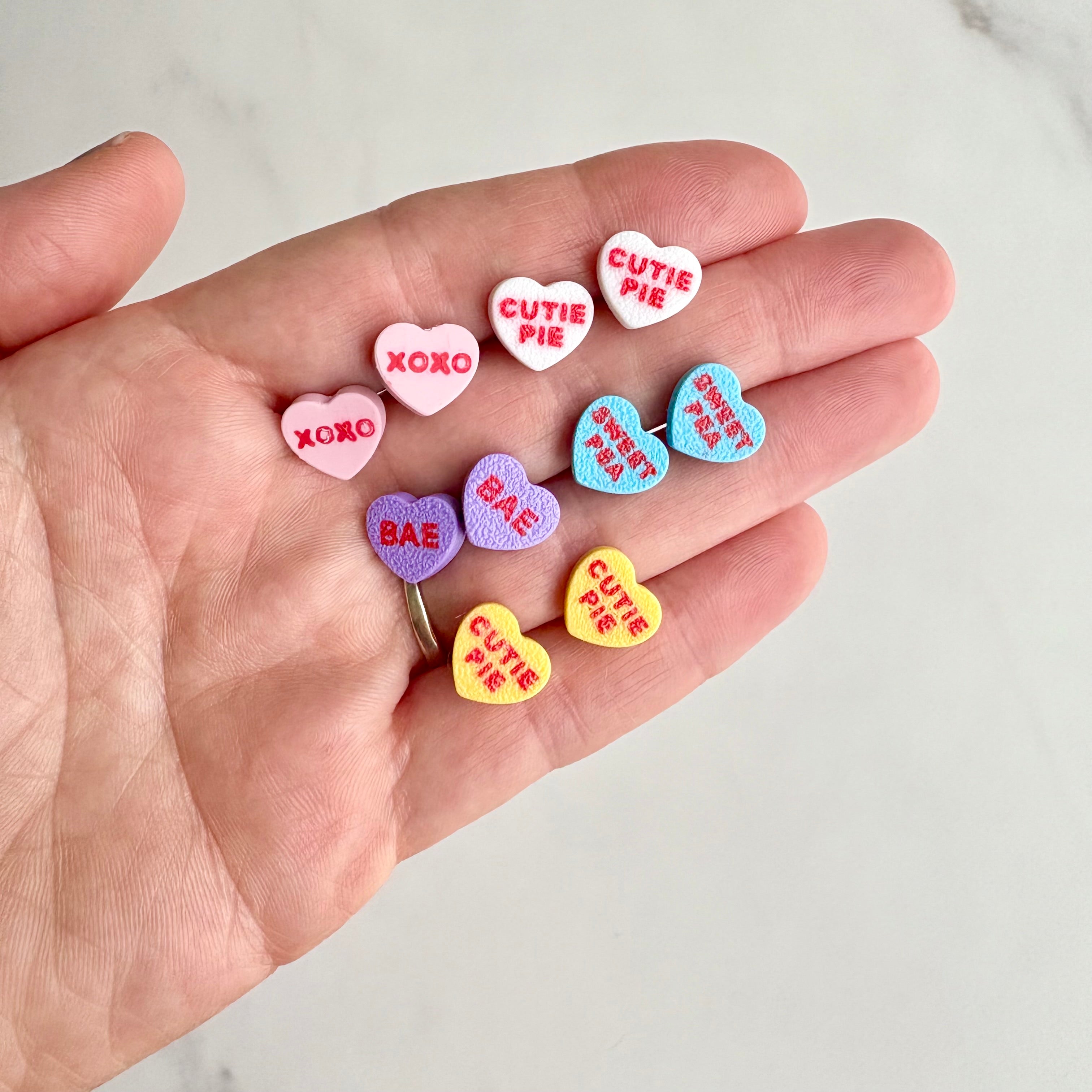 Valentine's Day Stud Earrings: Conversation Heart Candy Jewelry