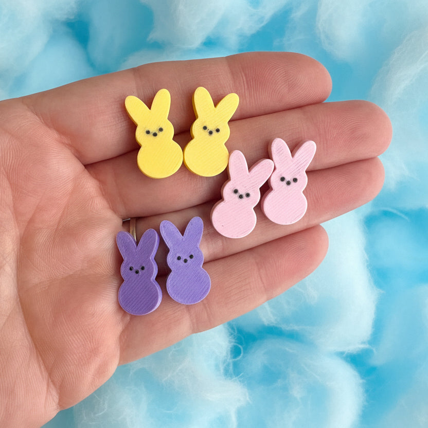 Marshmallow Bunny Stud Earrings