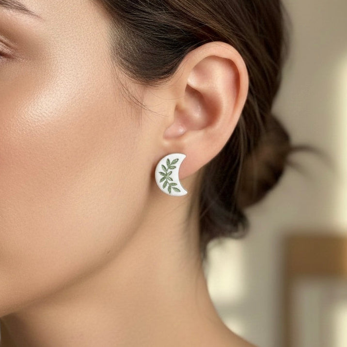 Crescent Harvest Moon Stud Earrings