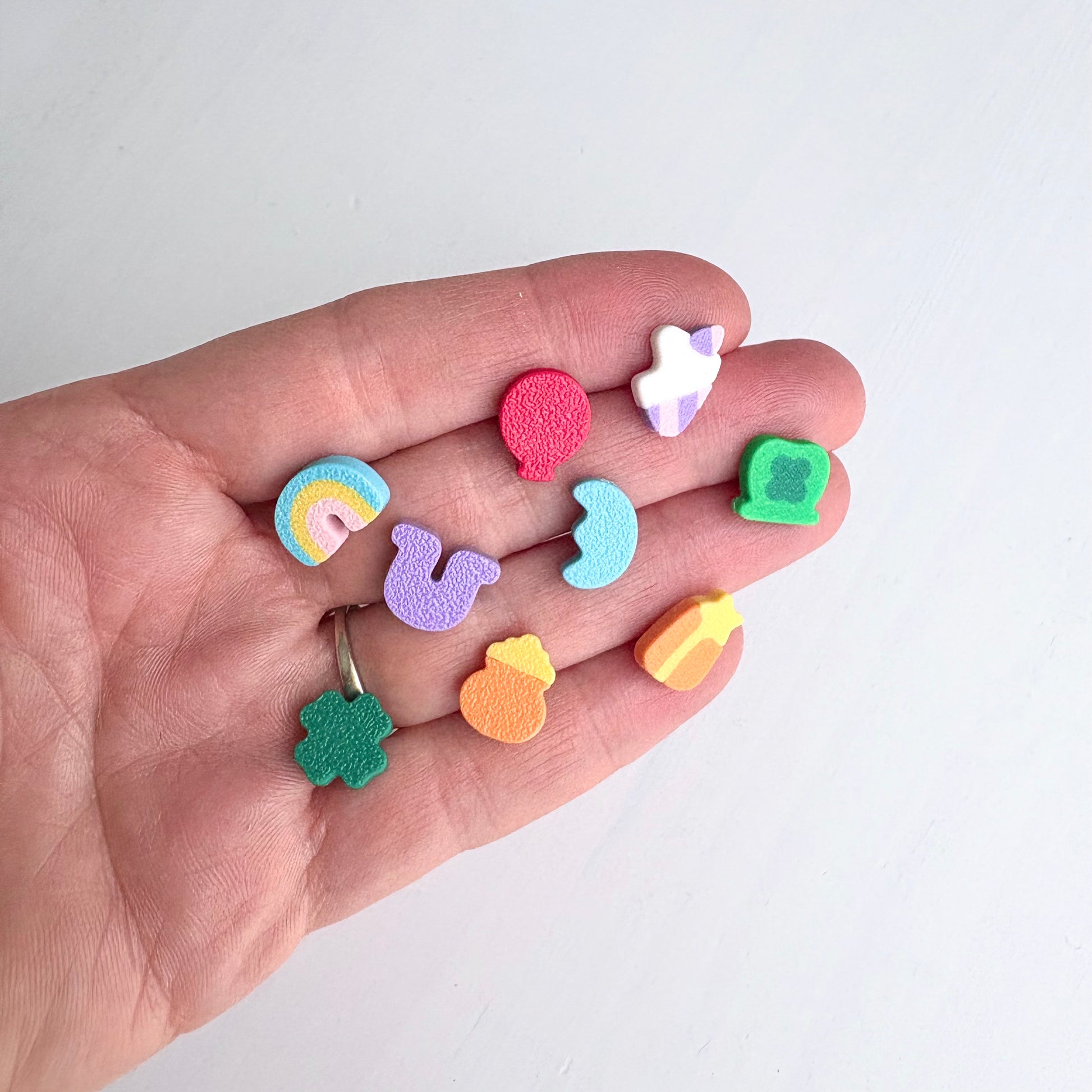 Lucky Marshmallow Stud Earrings Set (9 studs, no duplicates)