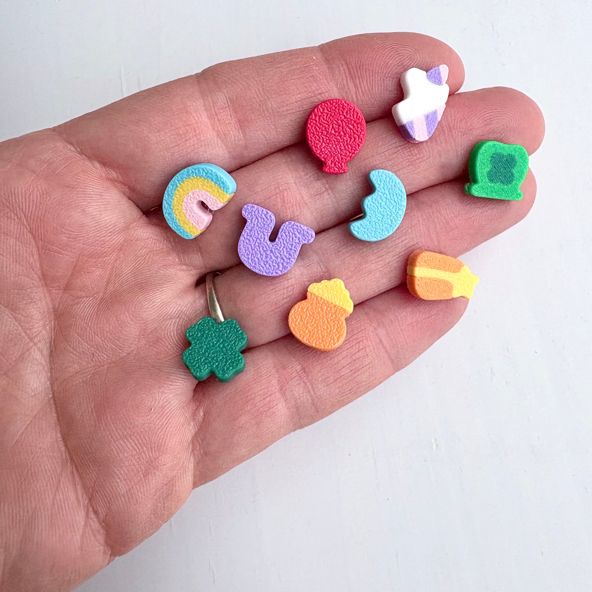 Lucky Marshmallow Stud Earrings Set (9 studs, no duplicates)