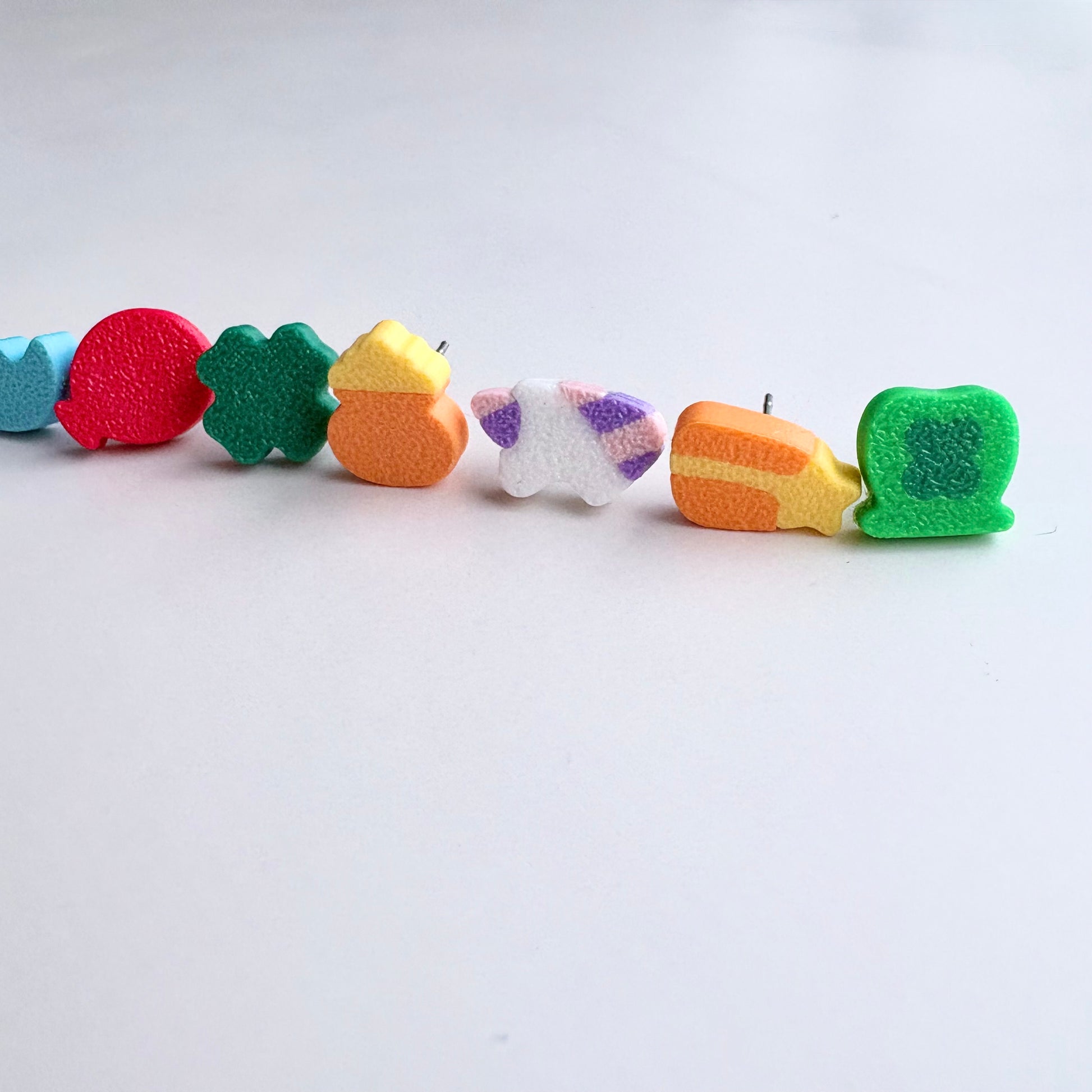 Lucky Marshmallow Stud Earrings Set (9 studs, no duplicates)