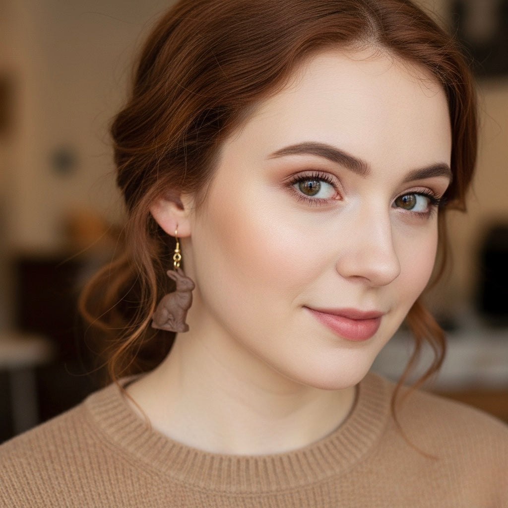 Chocolate Easter Bunny Drop Earrings