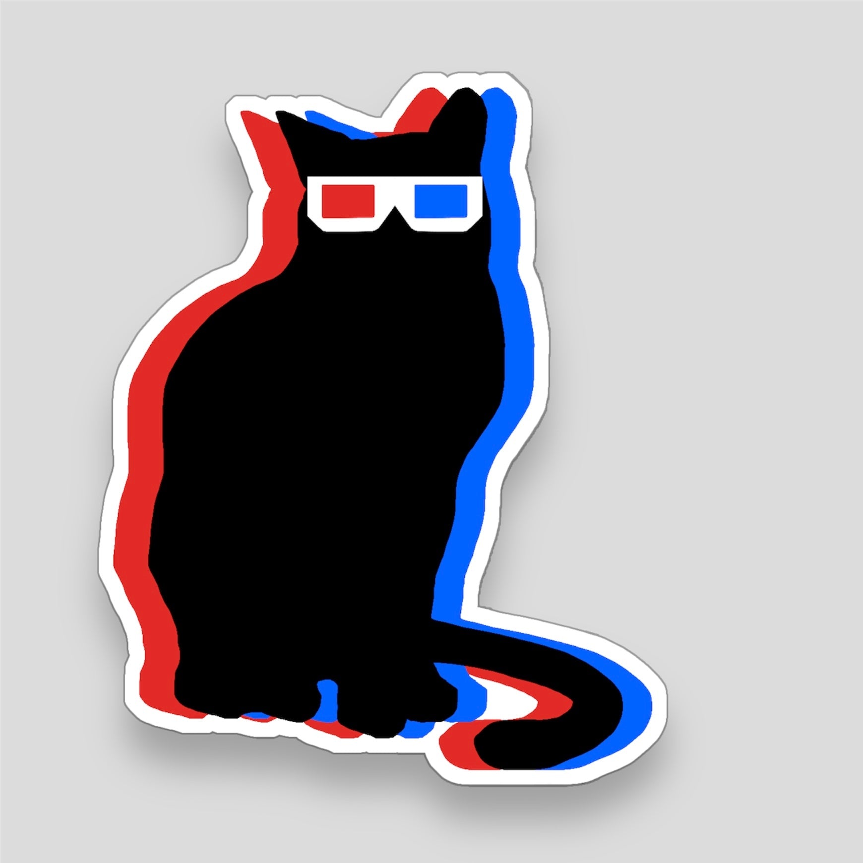 3D glasses wearing black cat sticker