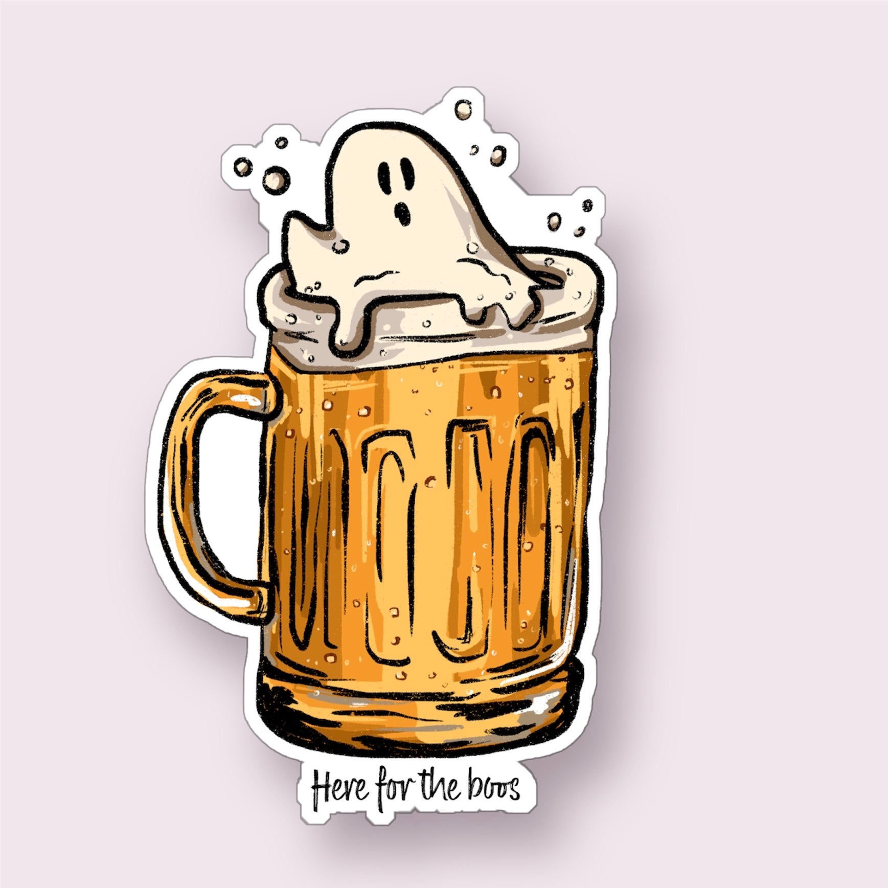 Ghost in a beer mug sticker
