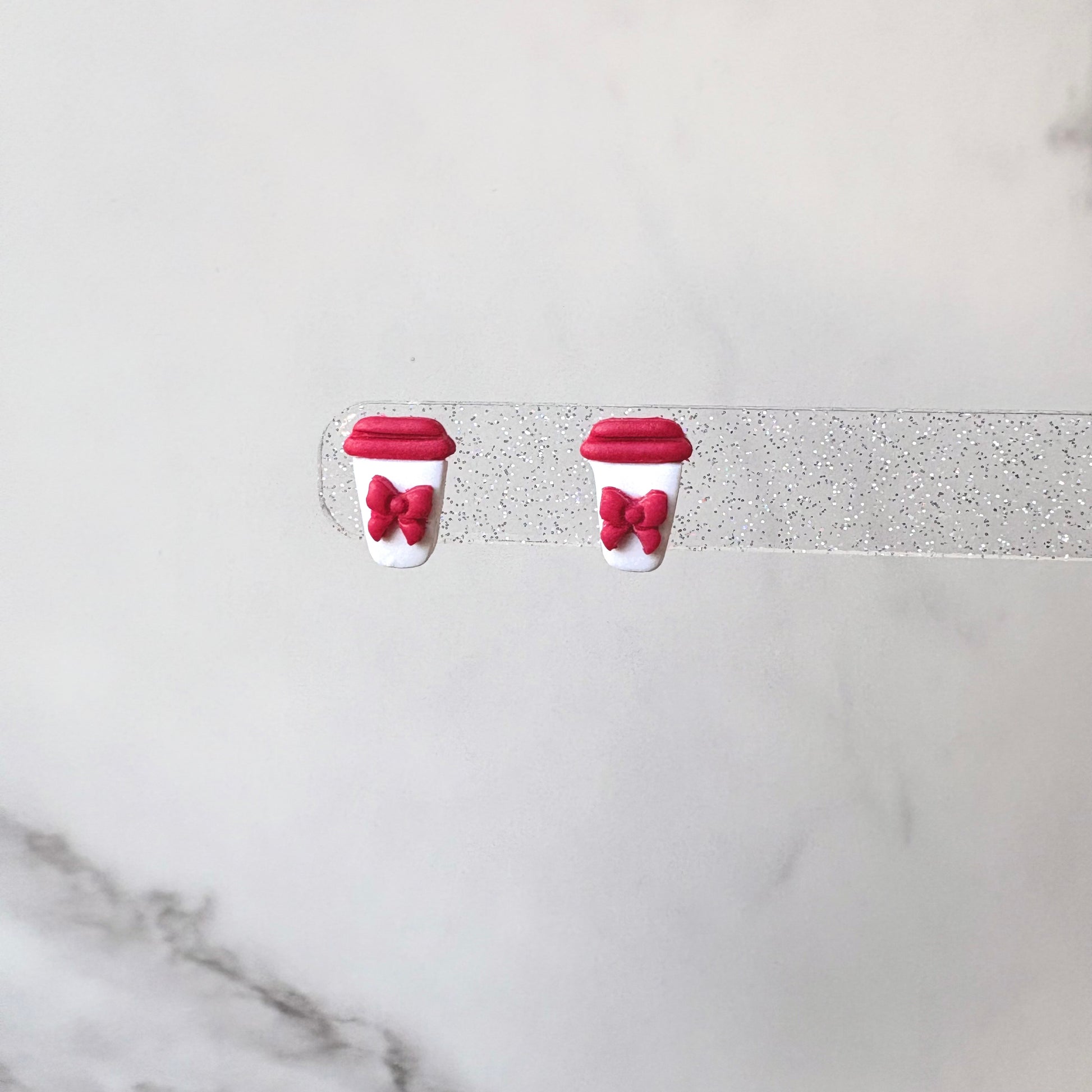 Winter Coffee Cup Stud Earrings