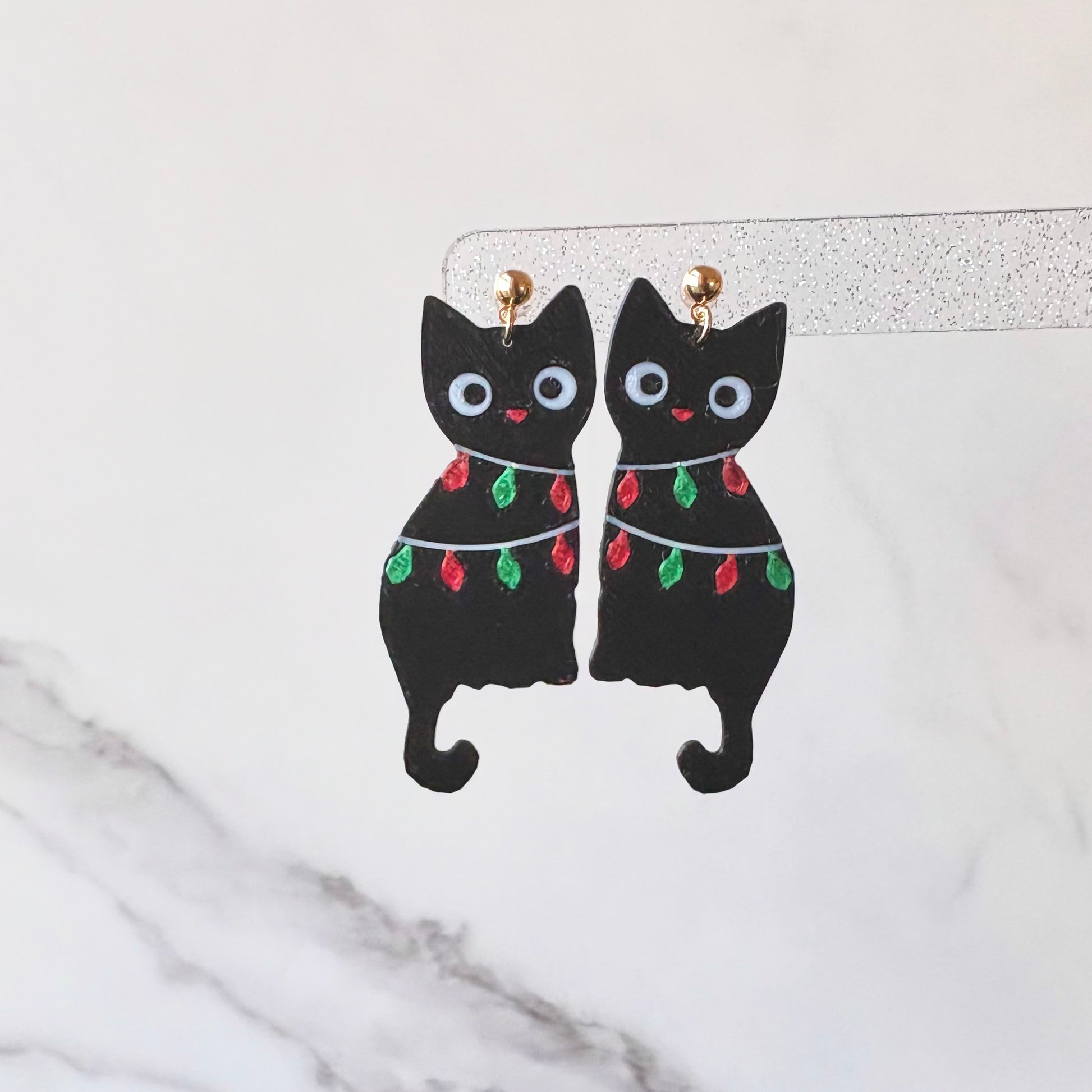 Christmas Cat Drop Earrings