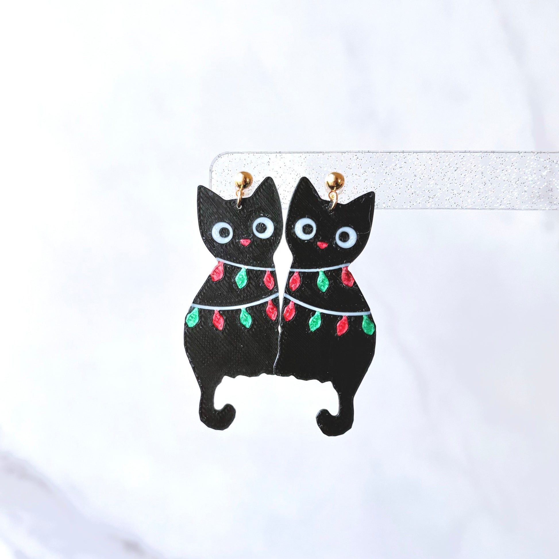 Christmas Cat Drop Earrings