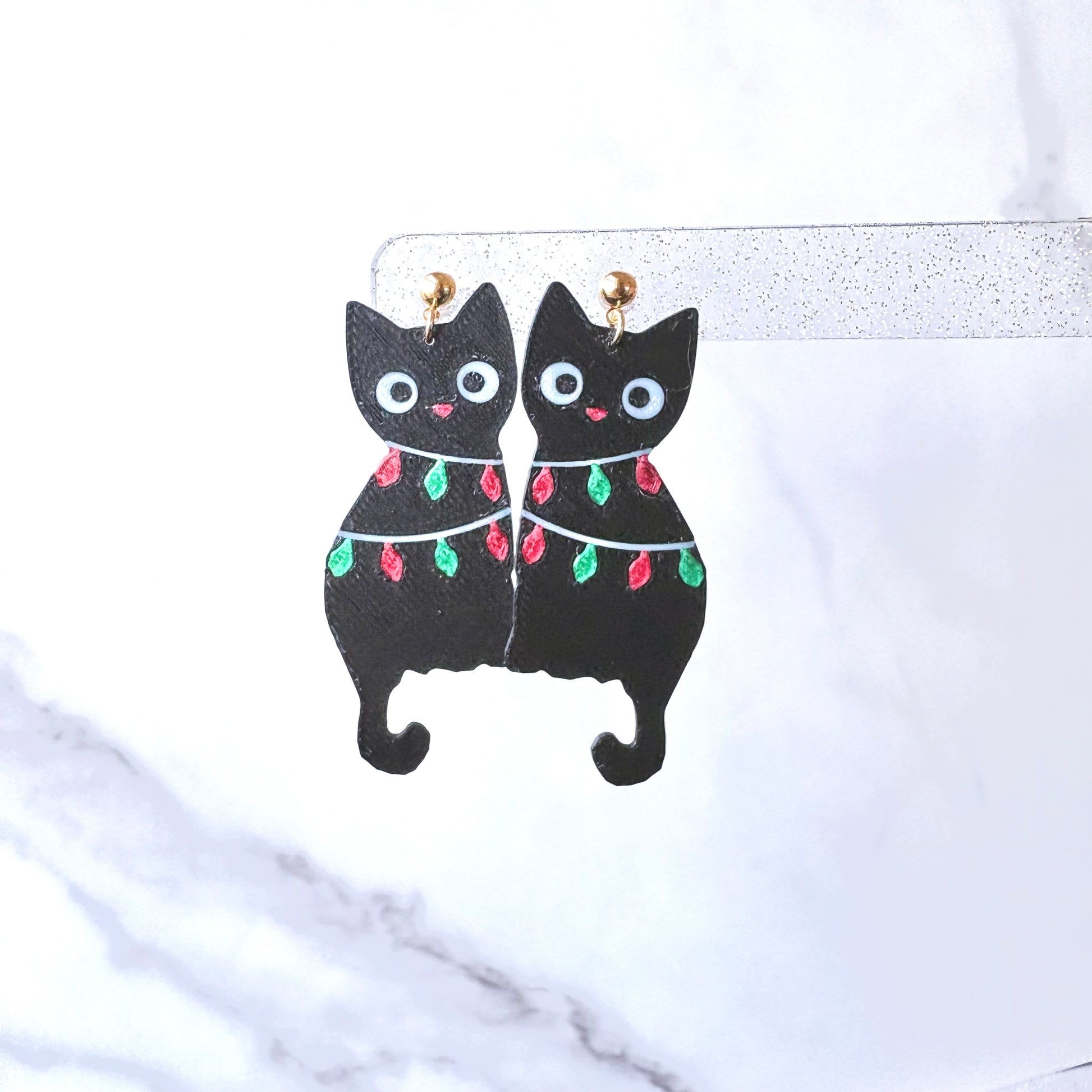 Christmas Cat Drop Earrings