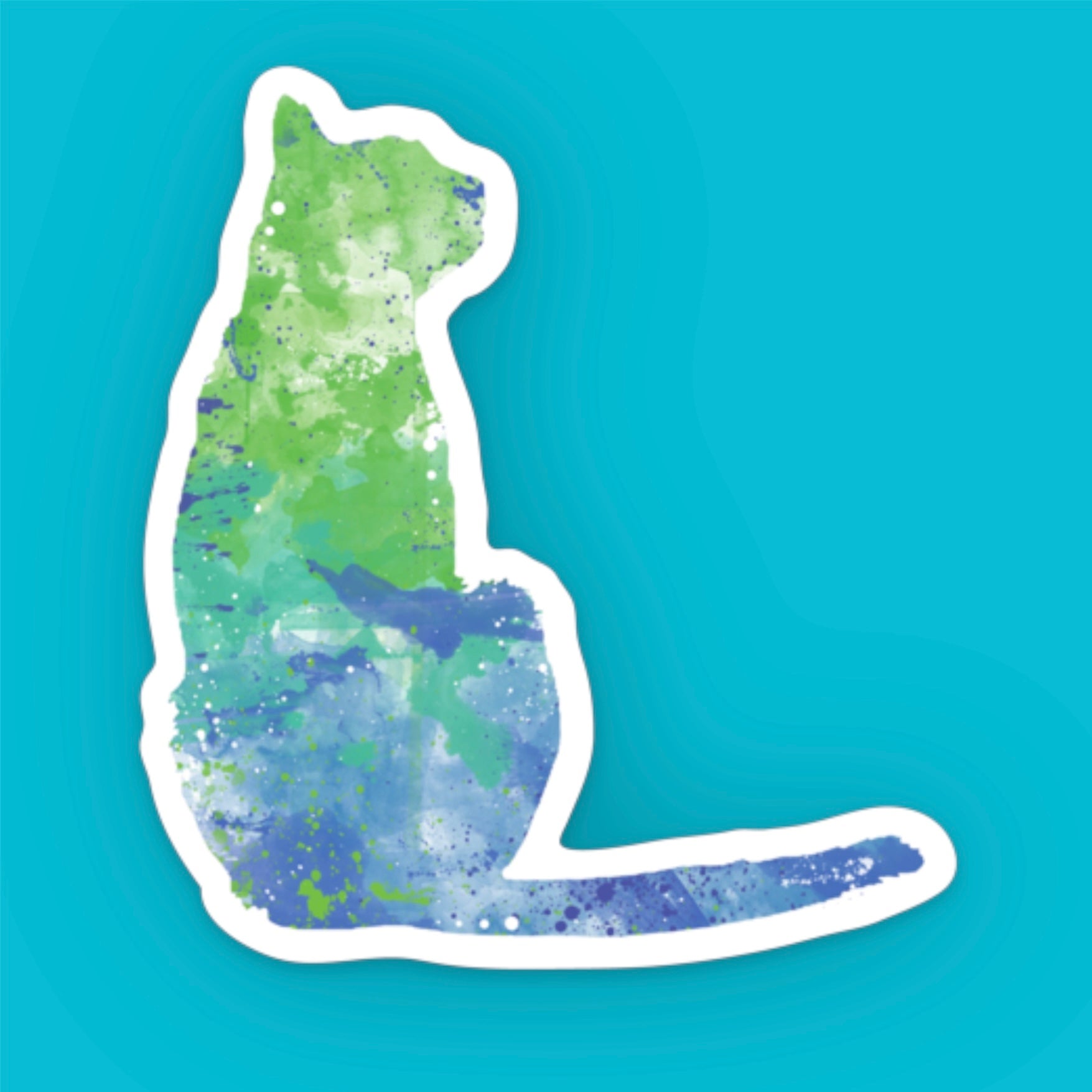 Colorful sitting cat silhouette sticker